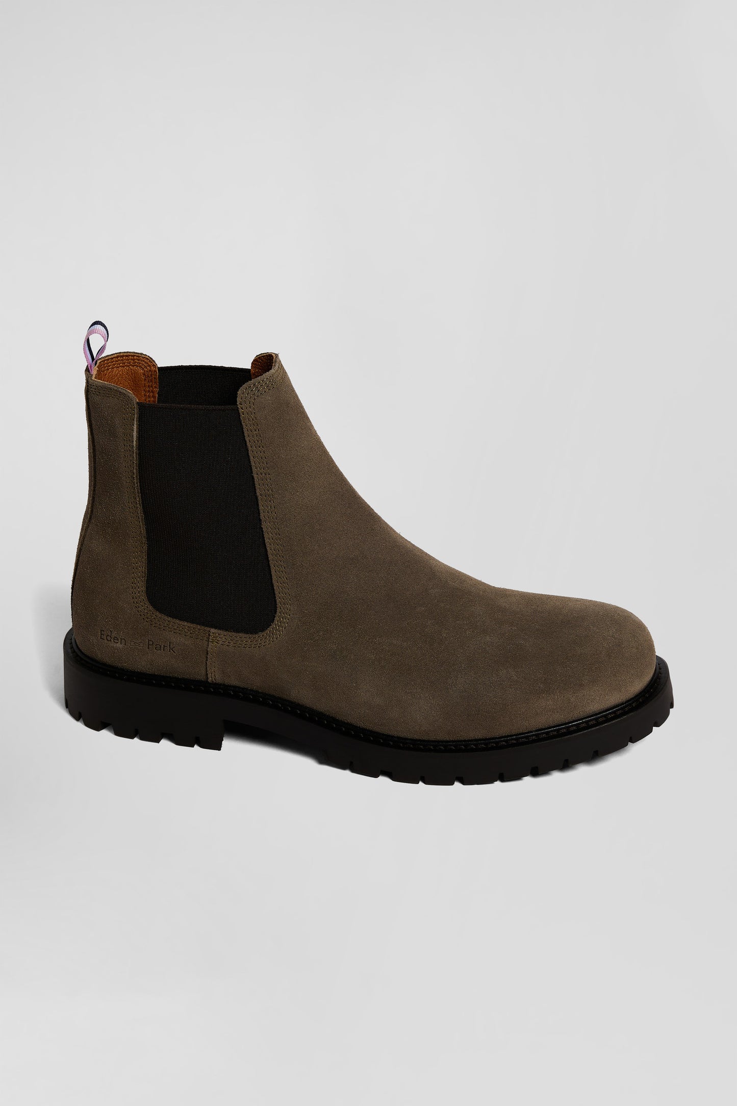 Chunky sole grey leather Chelsea boots