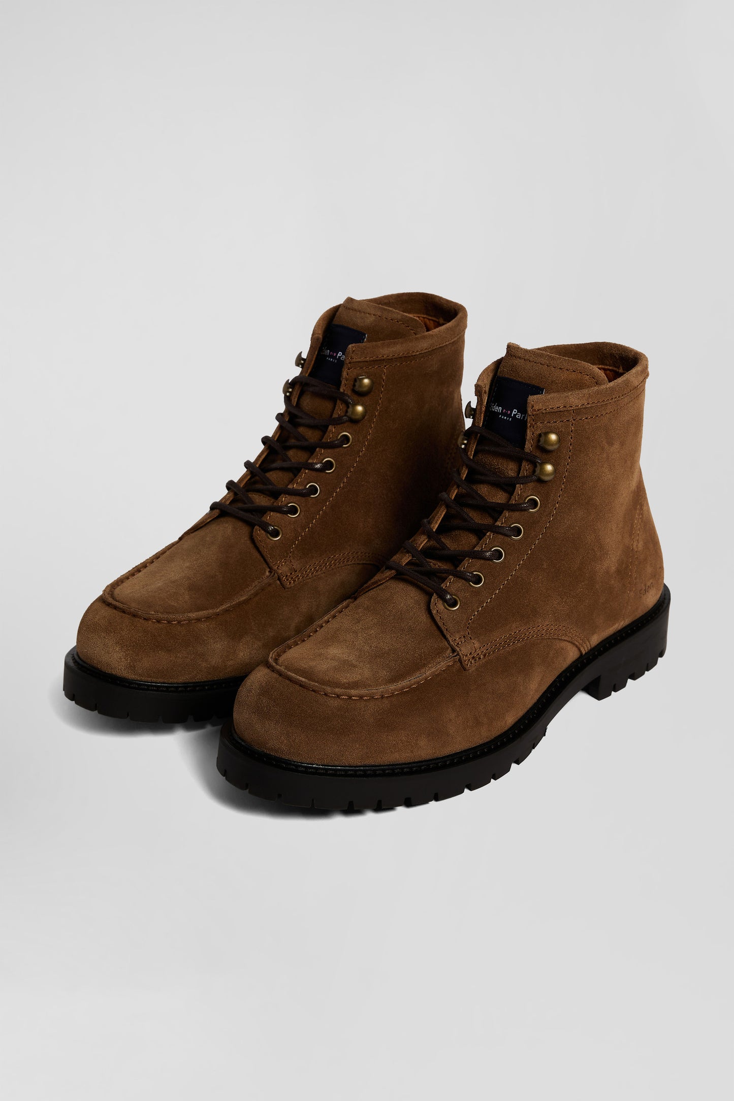 Chunky sole brown leather boots