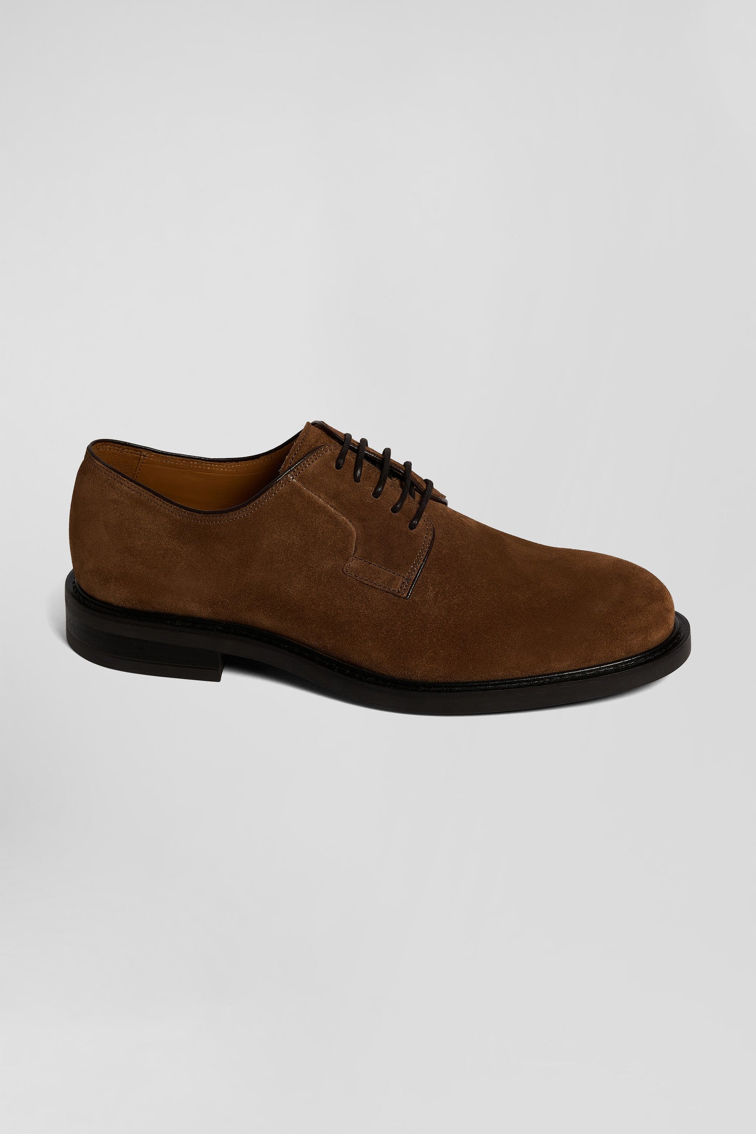 Brown suede leather lace-up Derbies