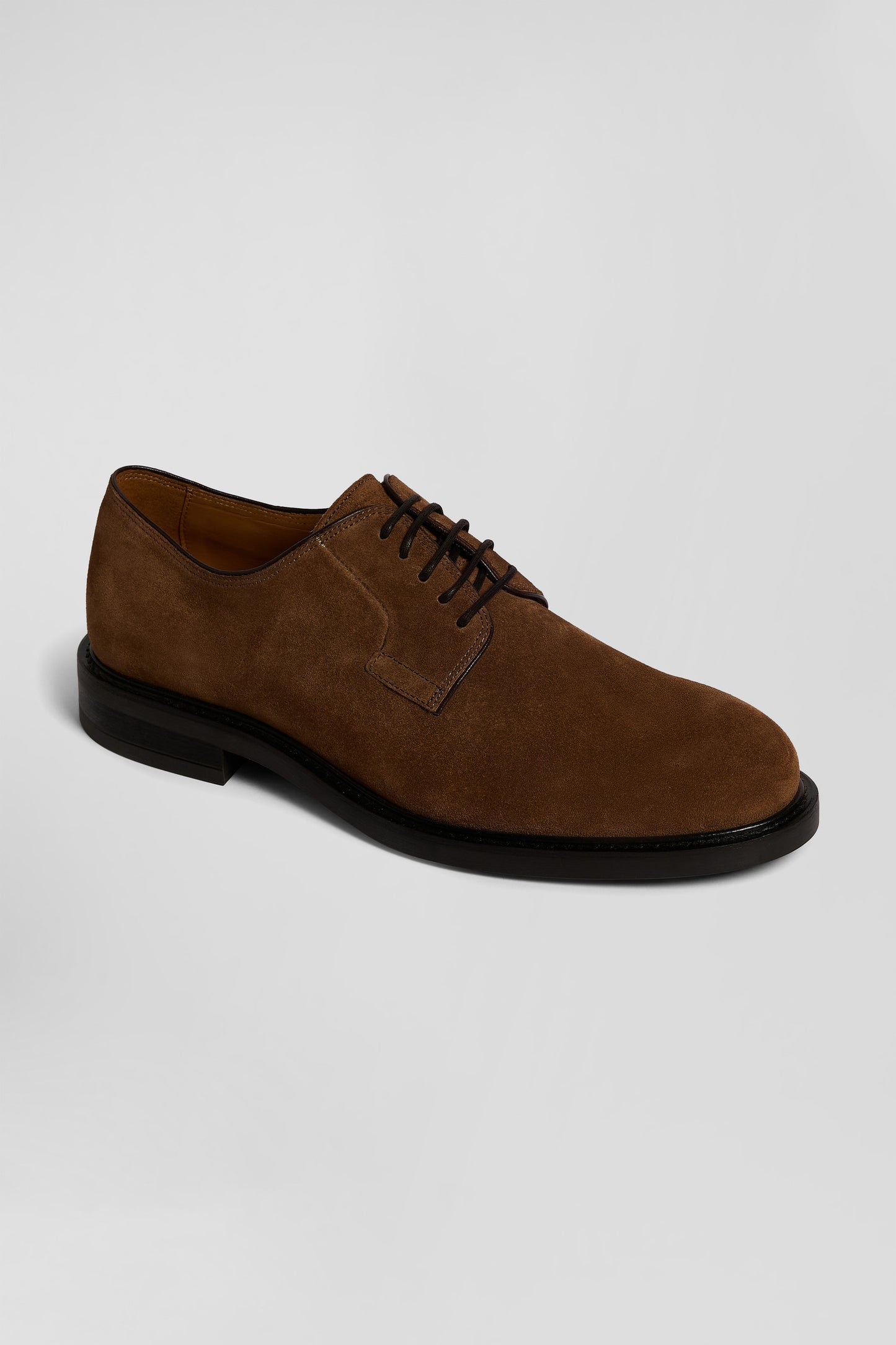 Brown suede leather lace-up Derbies