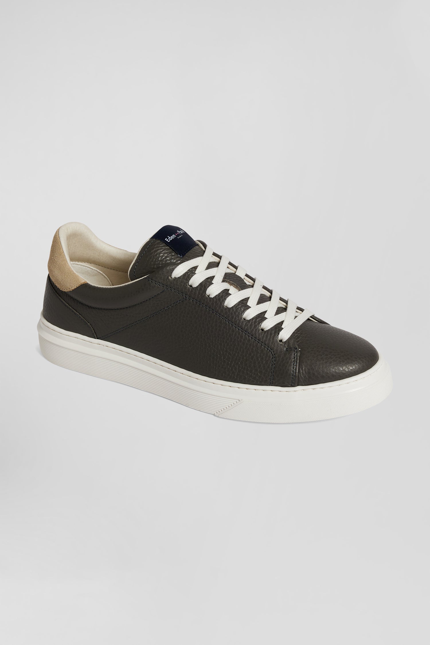 Anthracite grey low-top leather sneakers