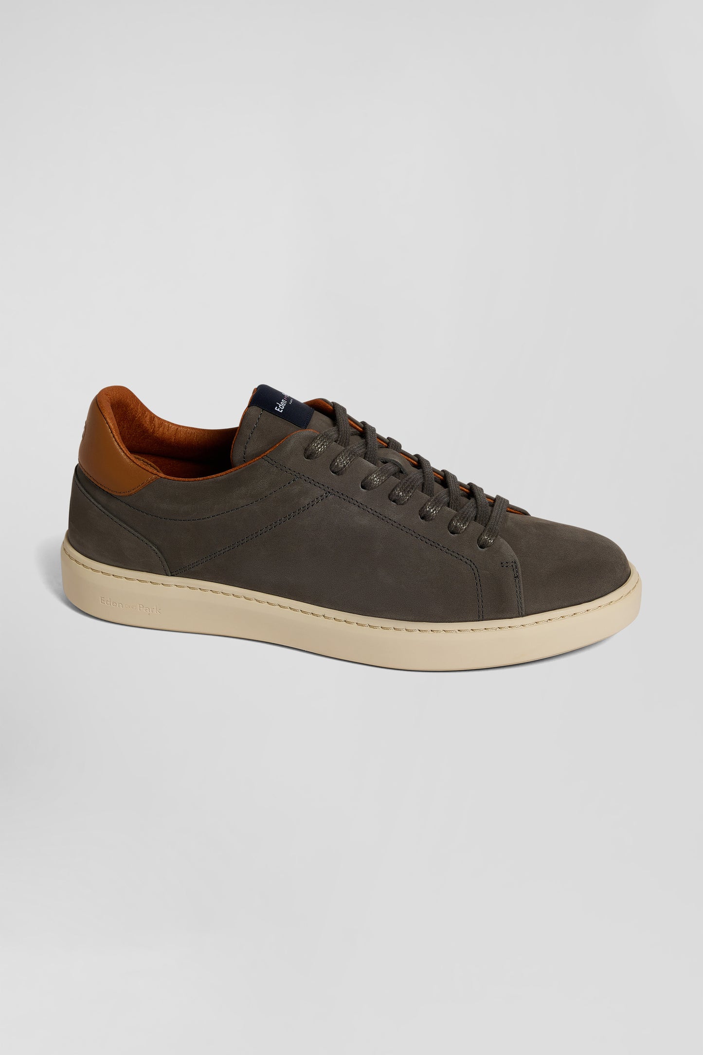 Anthracite grey grained leather low-top sneakers