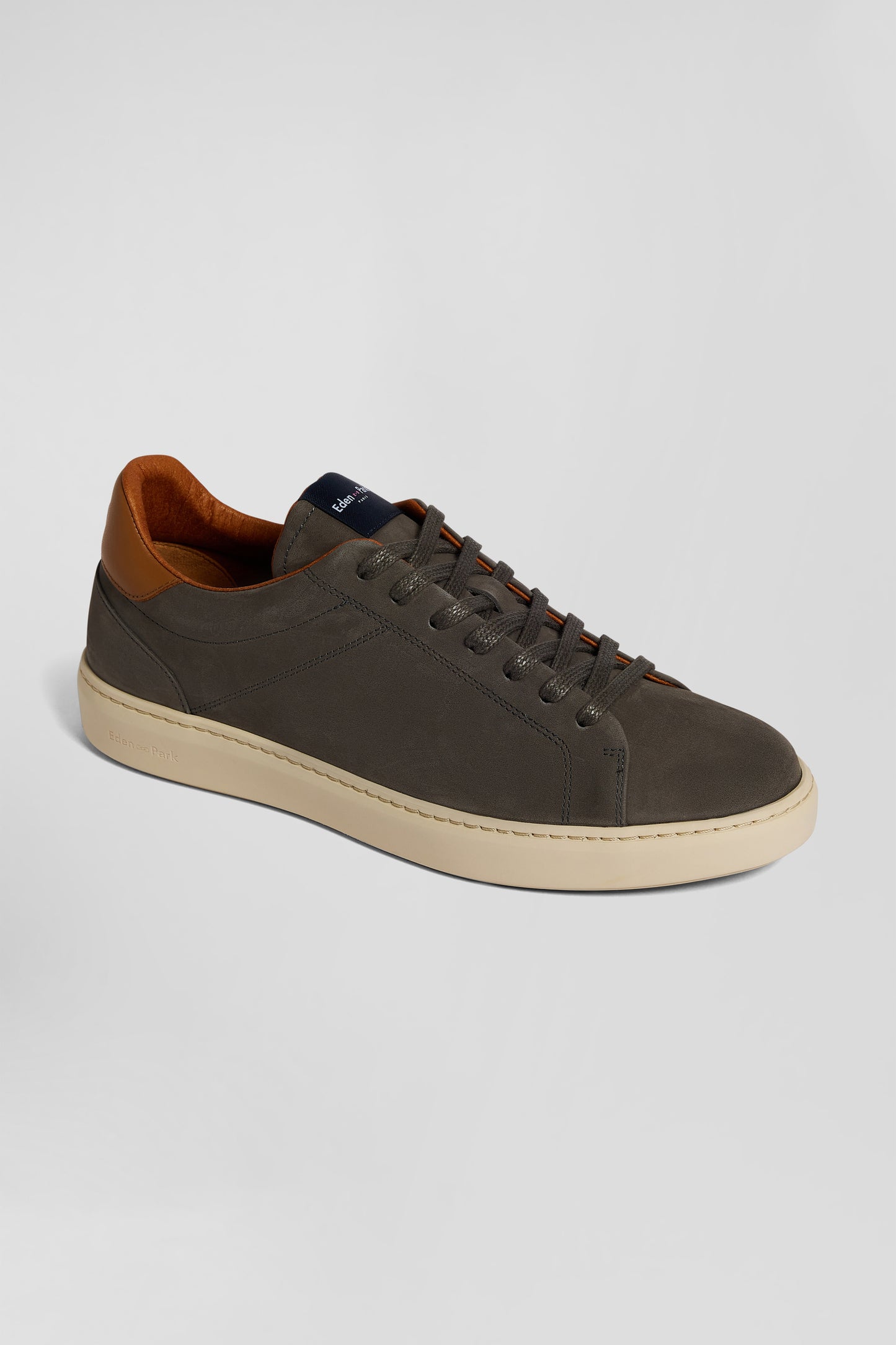 Anthracite grey grained leather low-top sneakers