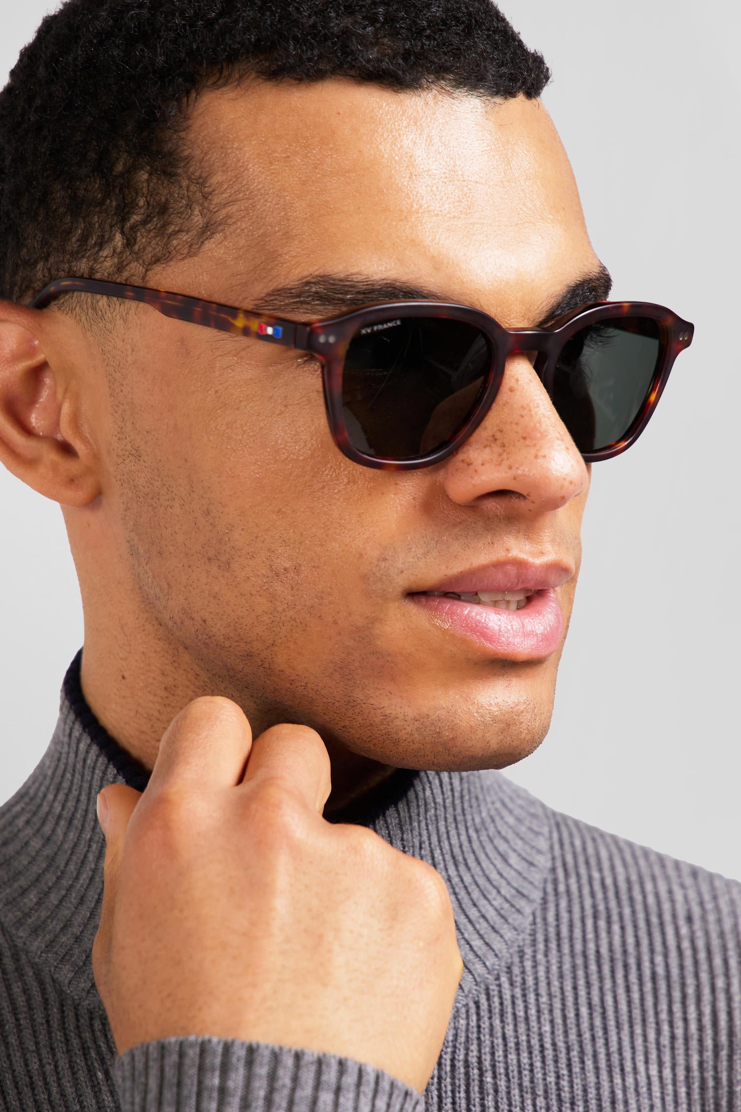 XV de France brown tortoiseshell acetate sunglasses