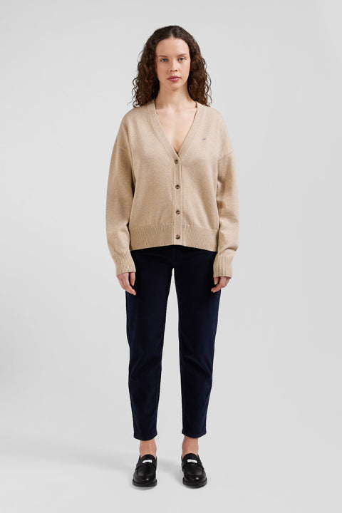 Relax beige blended wool and cotton cardigan - Image 1