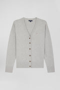 Cardigan en laine et coton gris coupe Relaxed