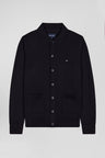 Regular navy blue merino wool cardigan