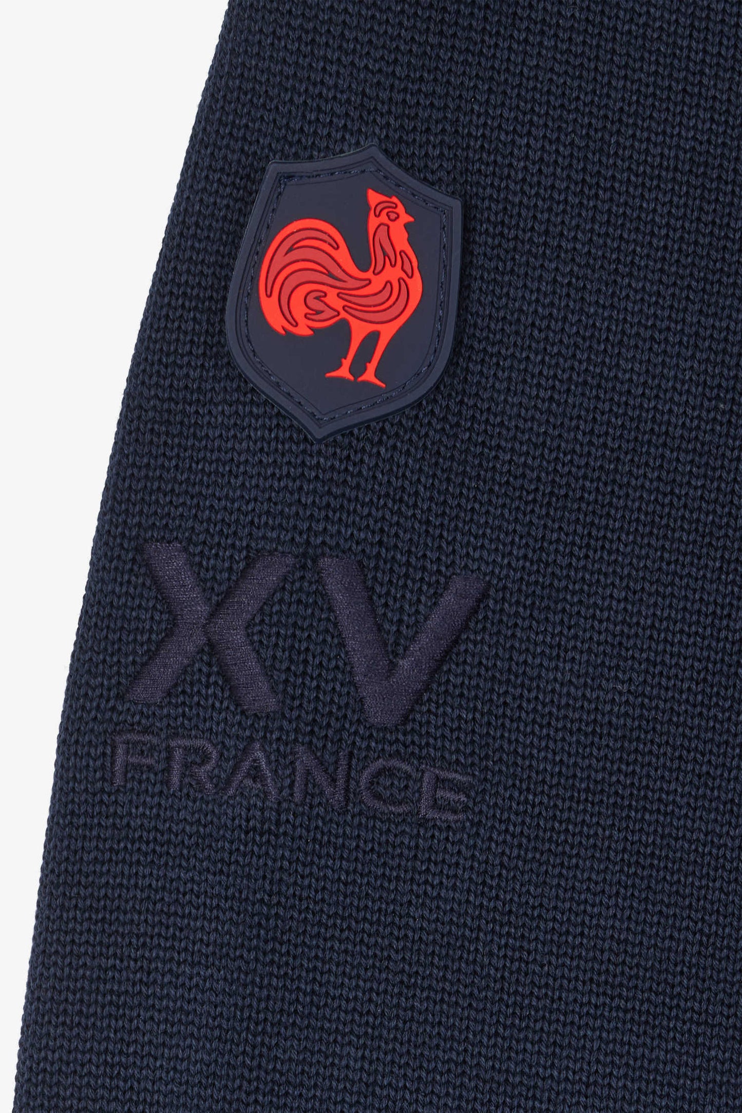 Regular XV de France navy blue cotton zipped cardigan with tricolour details