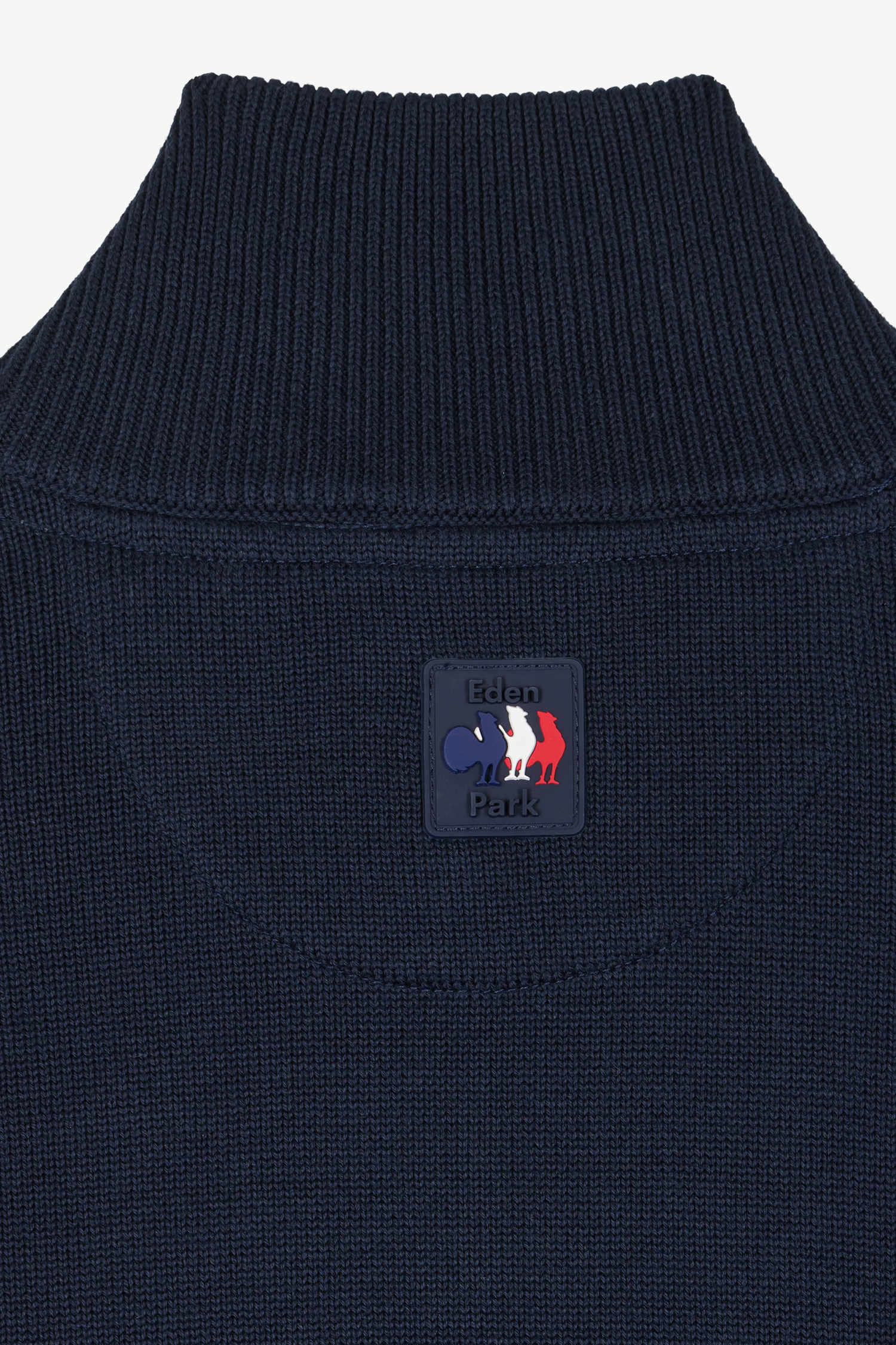 Regular XV de France navy blue cotton zipped cardigan with tricolour details