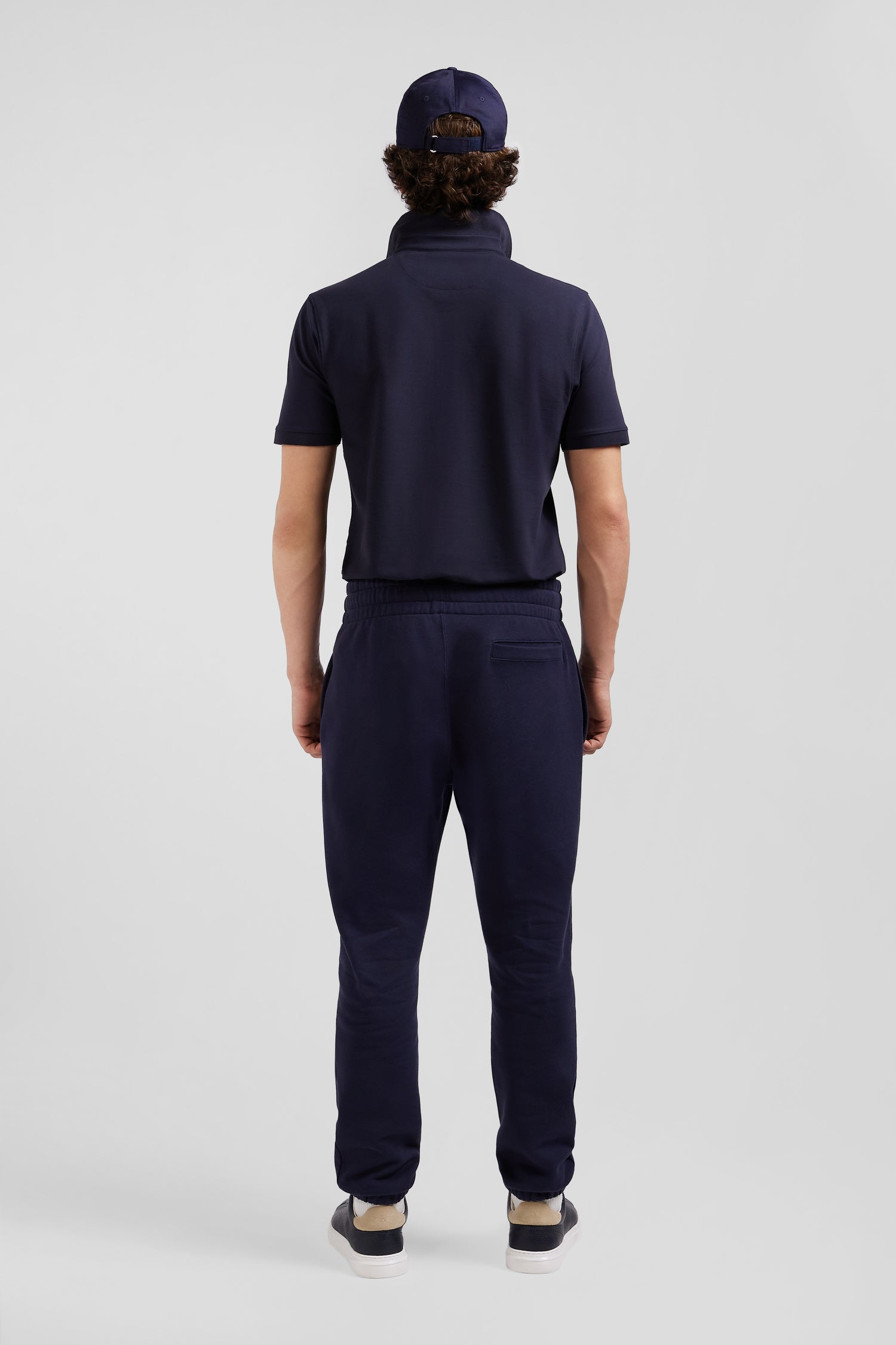 Regular navy blue brushed fleece jogging bottoms