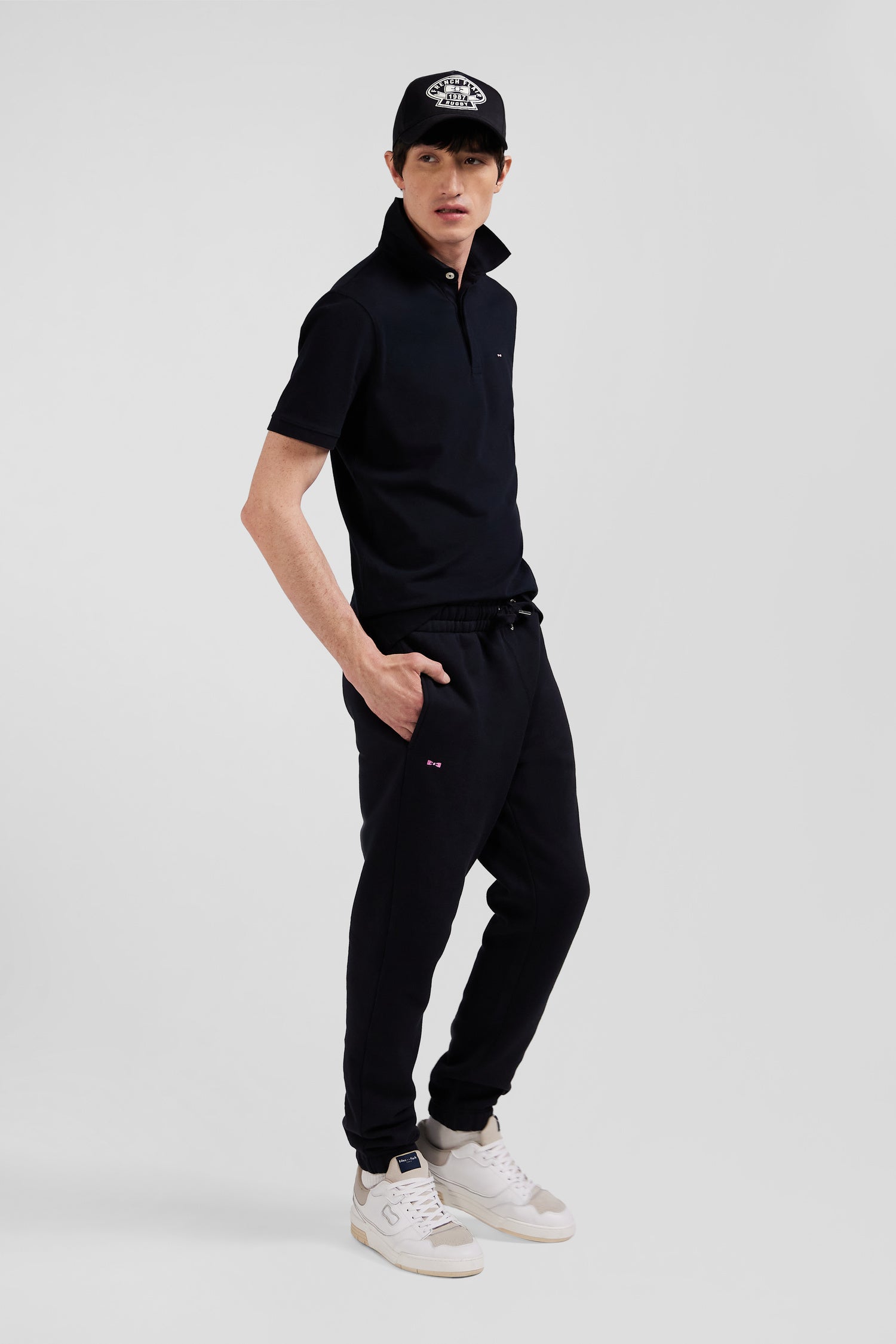 Regular black brushed fleece jogging bottoms