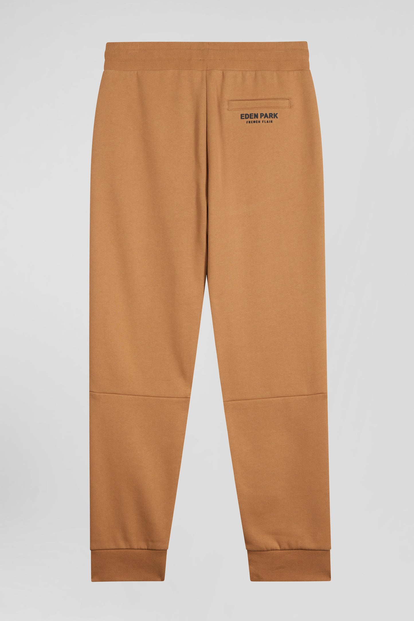 Regular camel mixed cotton jogging bottoms with striped trim