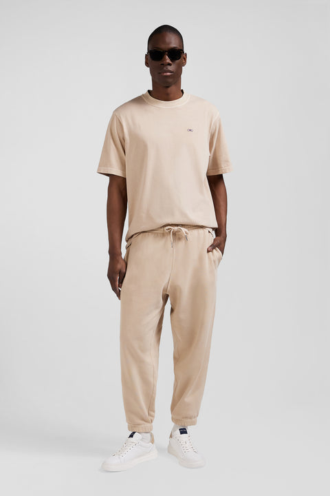 Relax unisex beige brushed cotton fleece jogging bottoms - Image 1