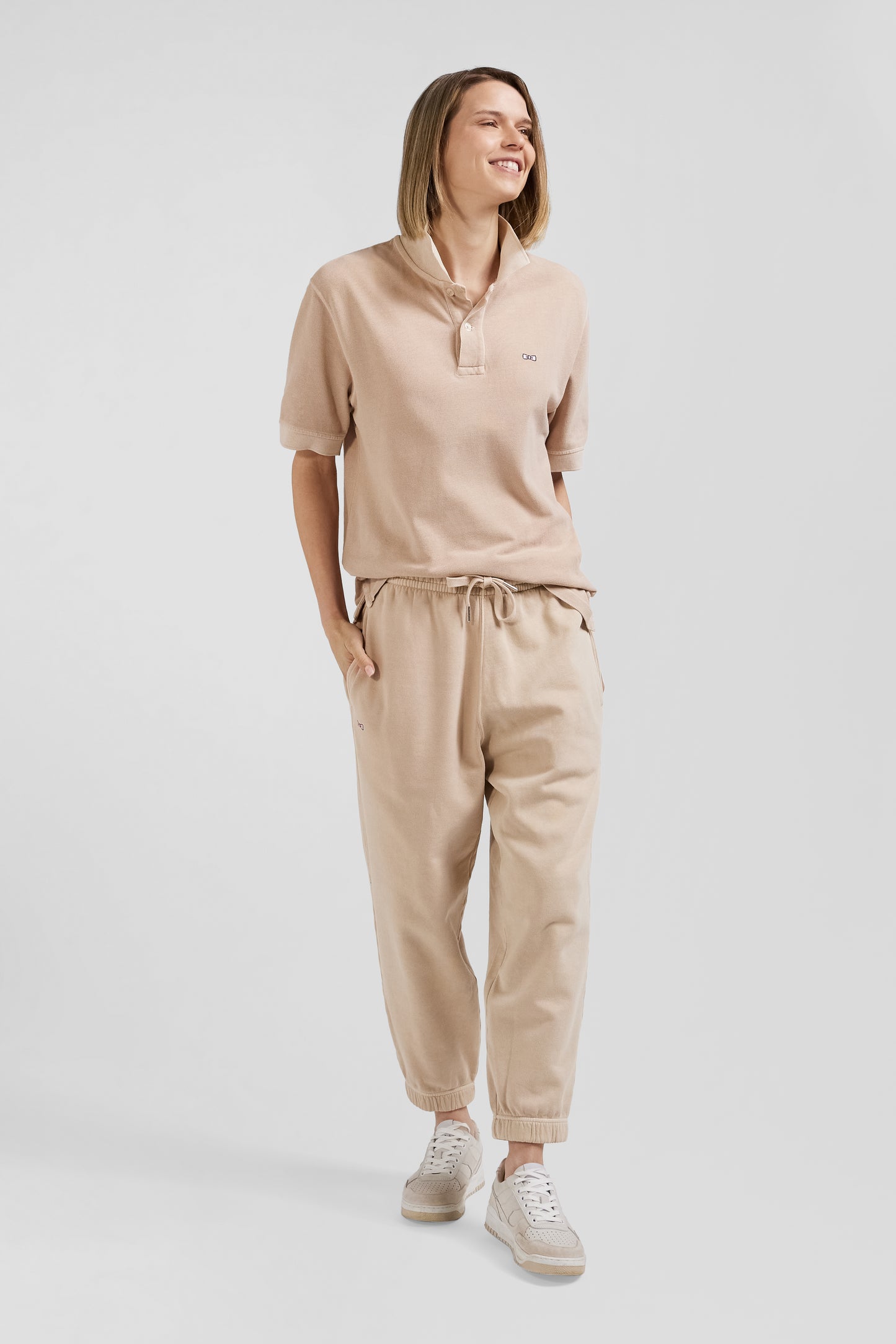 Relax unisex beige brushed cotton fleece jogging bottoms