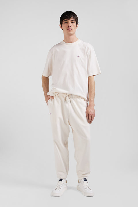 Relax unisex ecru brushed cotton fleece jogging bottoms - Image 1