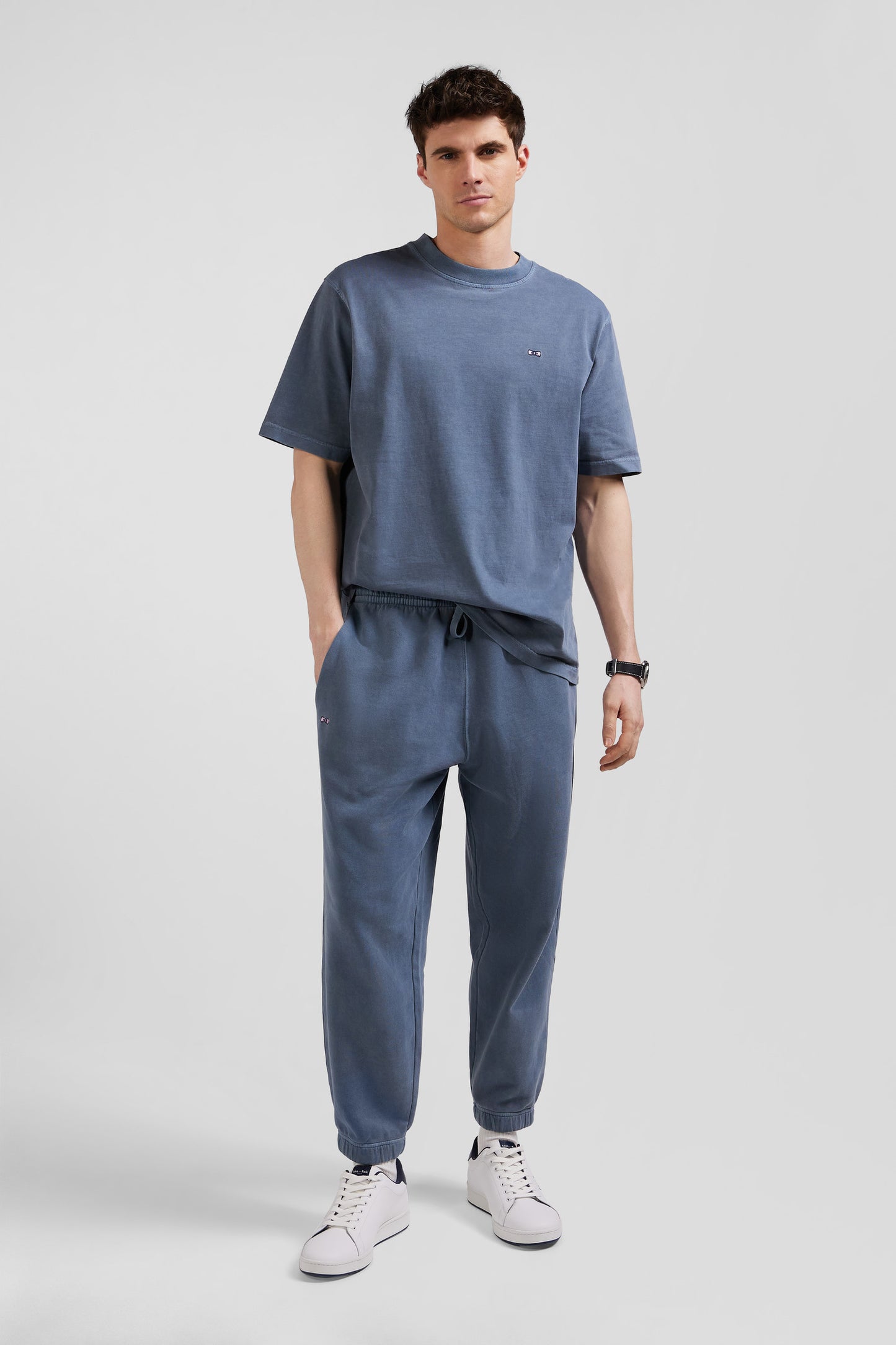 Relax unisex grey brushed cotton fleece jogging bottoms