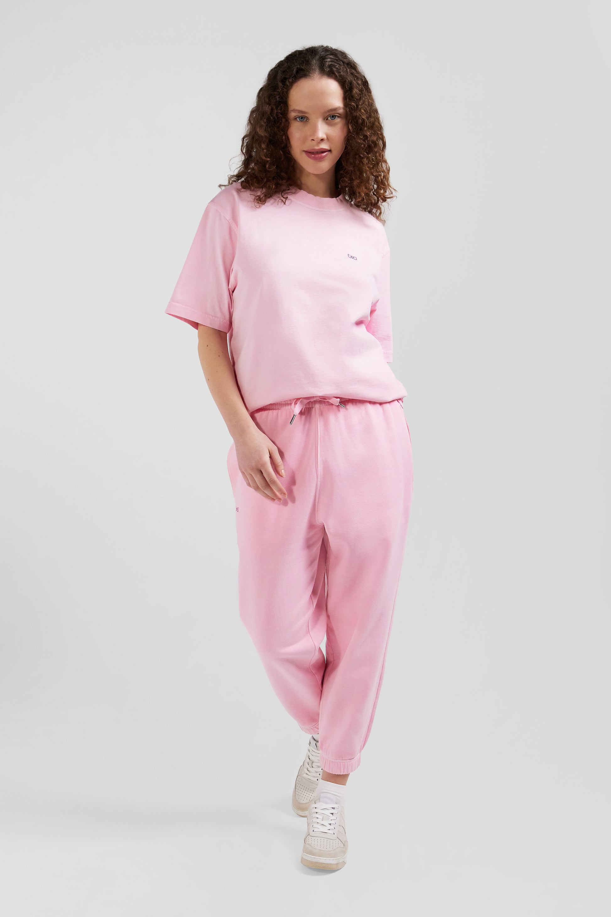 Relax unisex pink brushed cotton fleece jogging bottoms