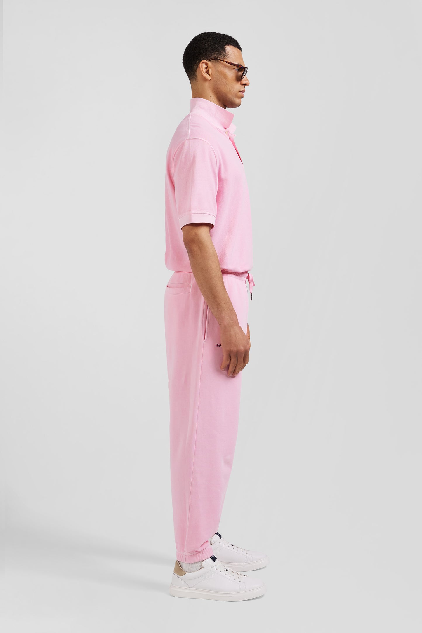 Relax unisex pink brushed cotton fleece jogging bottoms