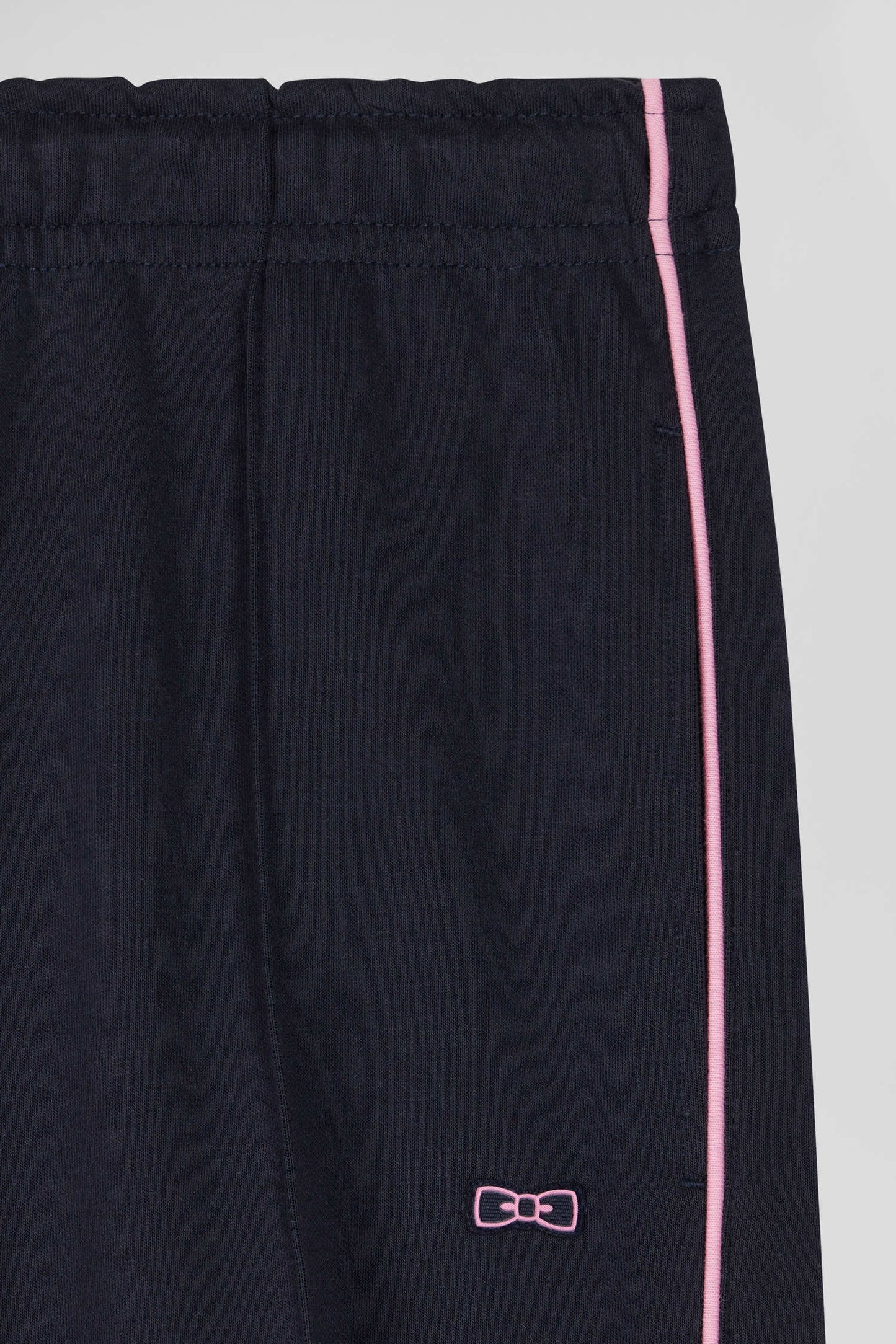 Regular navy blue mixed cotton jogging bottoms with pink piping