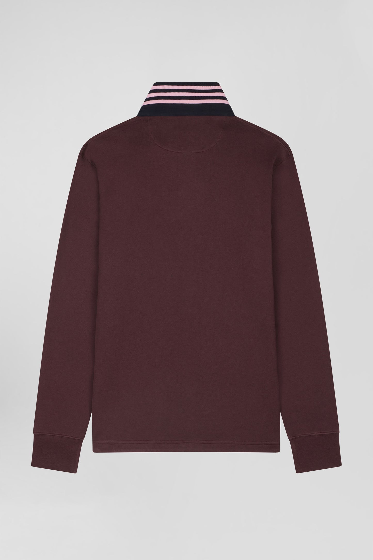 Regular burgundy long-sleeved Pima cotton rugby shirt