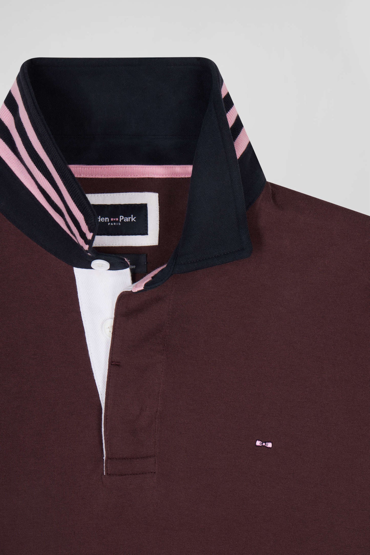 Regular burgundy long-sleeved Pima cotton rugby shirt