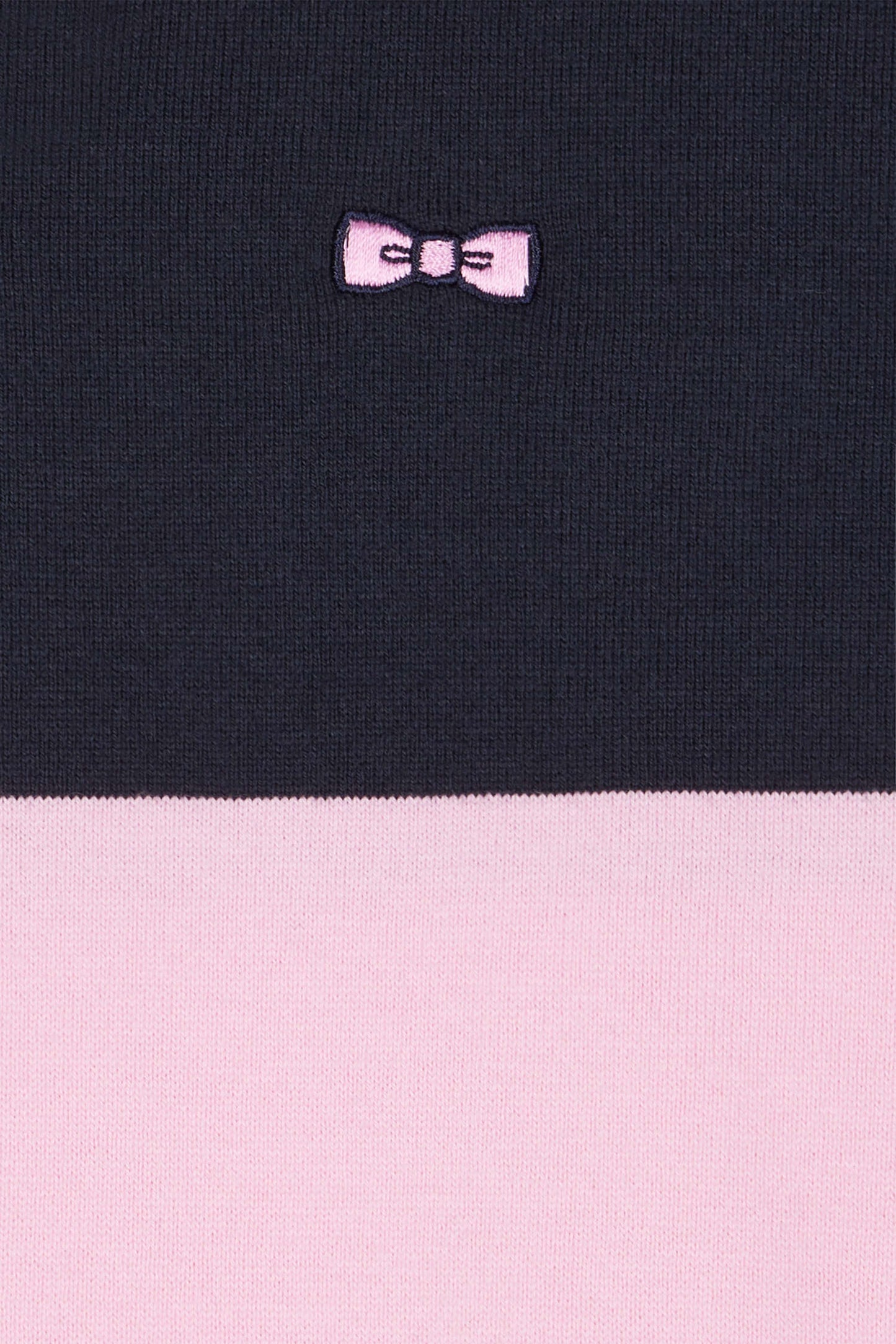 Regular navy blue and pink striped cotton rugby shirt with long sleeves