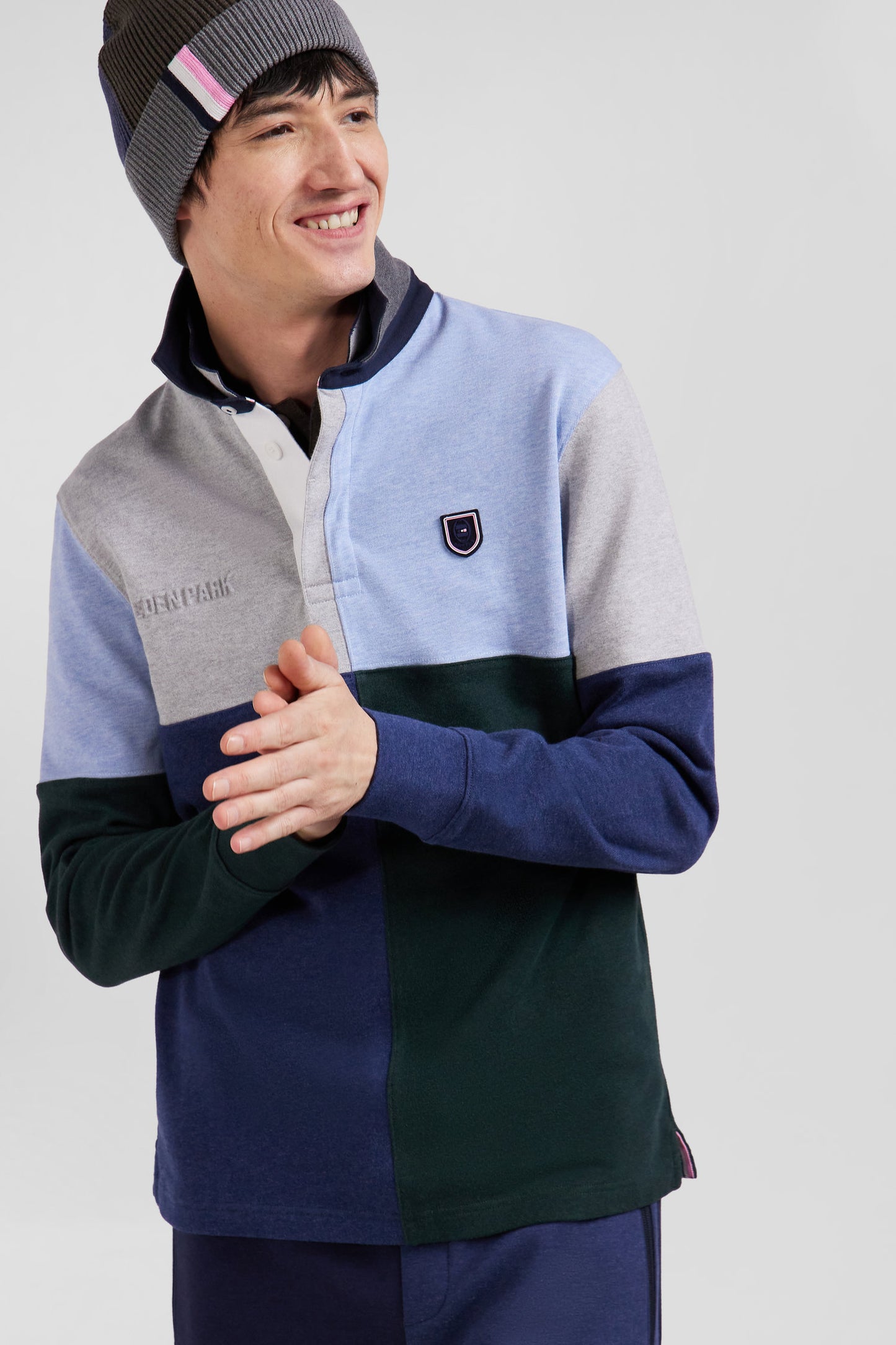Long-sleeved cut and sewn jersey in sky cotton, regular fit