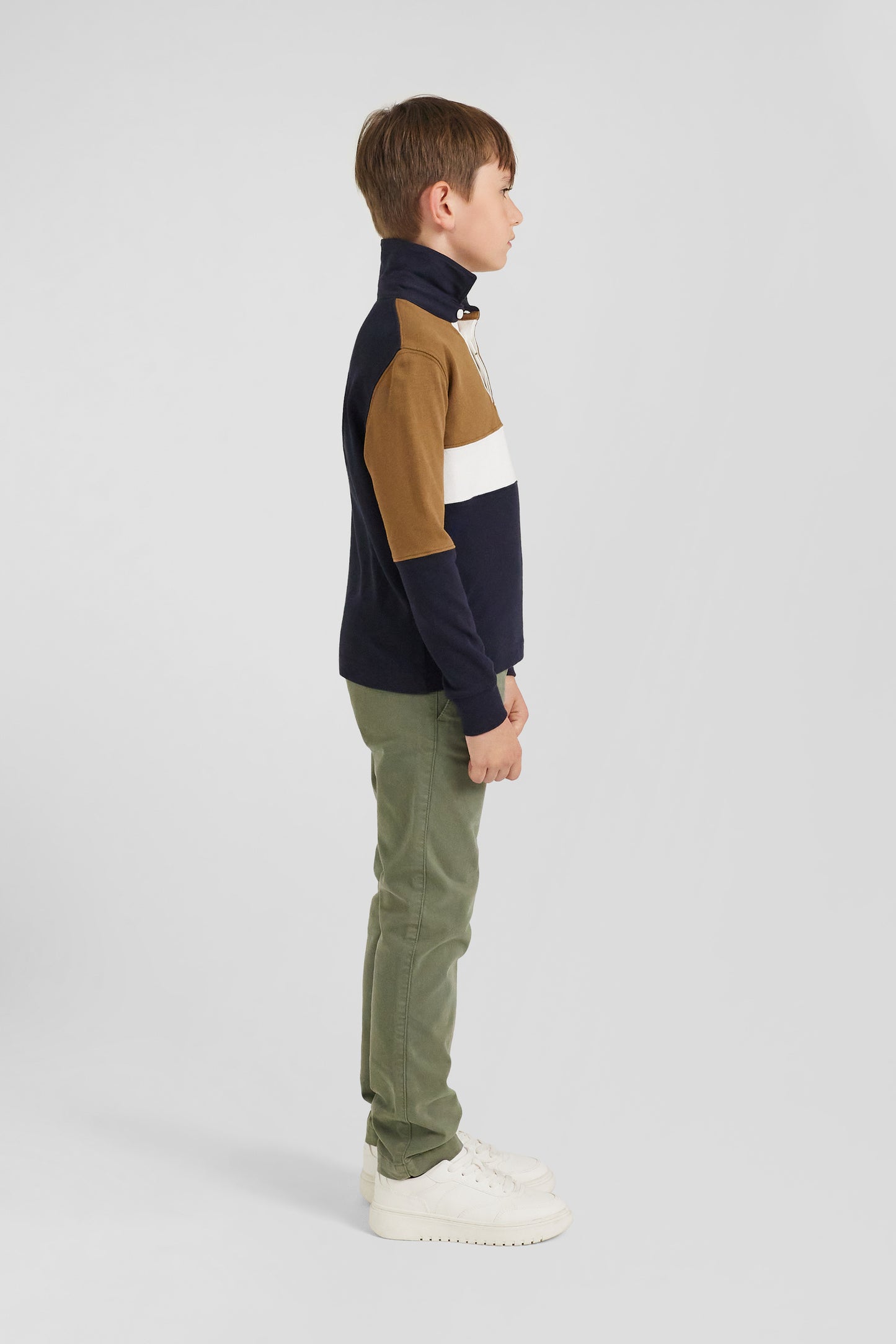 Long-sleeved jersey in hazelnut cotton, regular fit