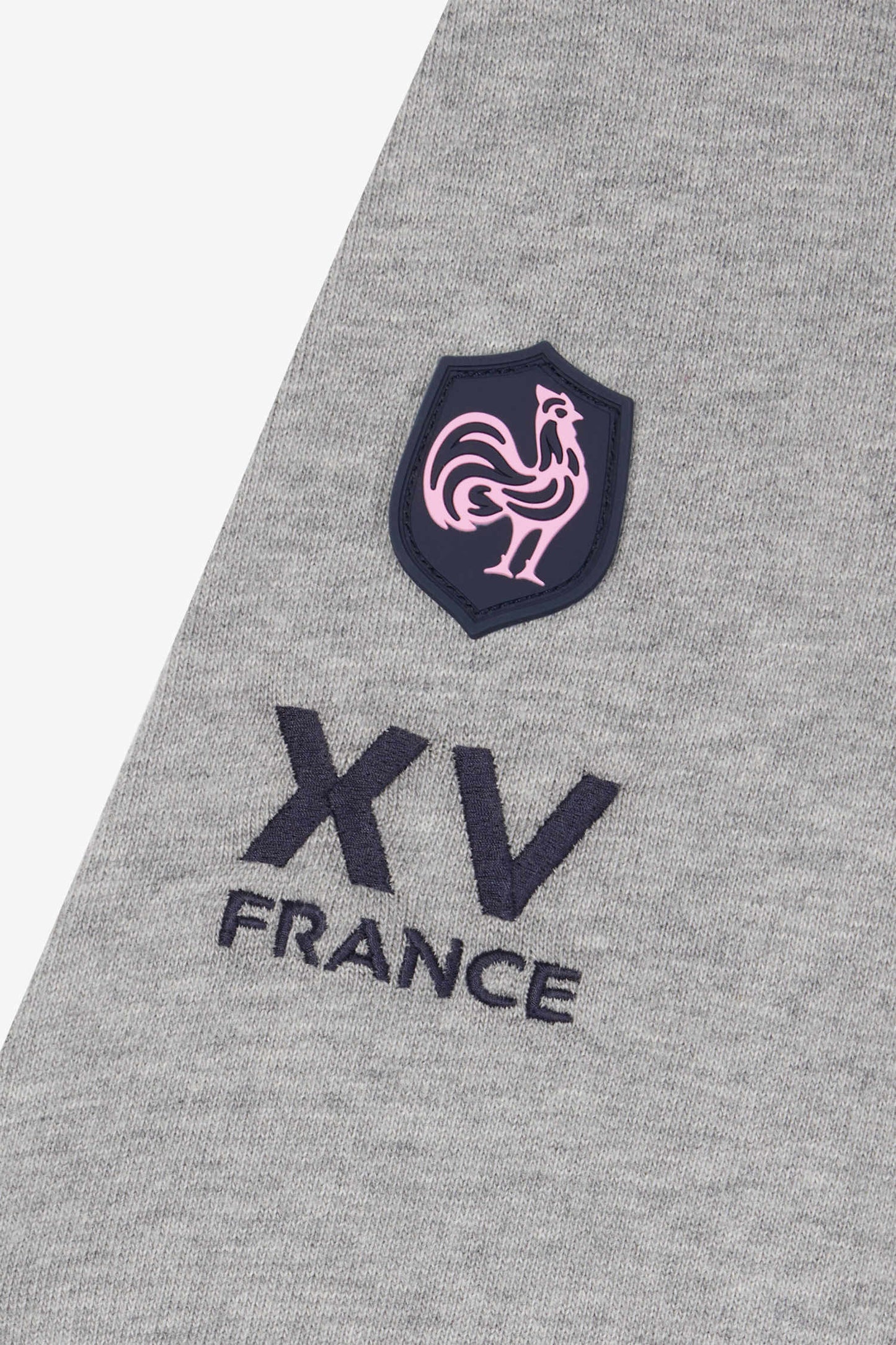 Regular navy blue XV de France long-sleeved cotton rugby shirt