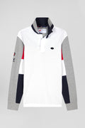 Regular white long-sleeved cotton rugby shirt