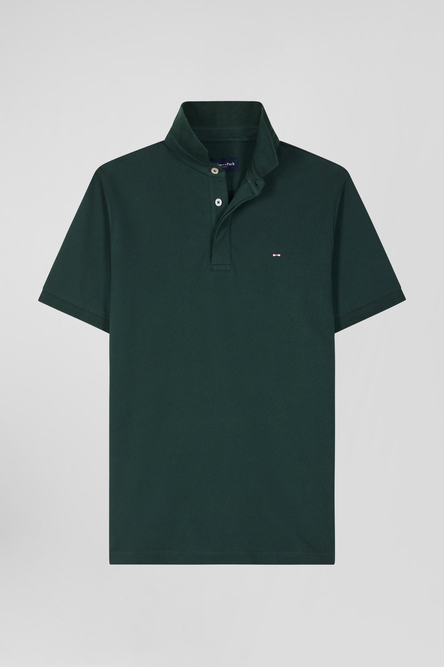 Slim green short-sleeved cotton piqué polo shirt