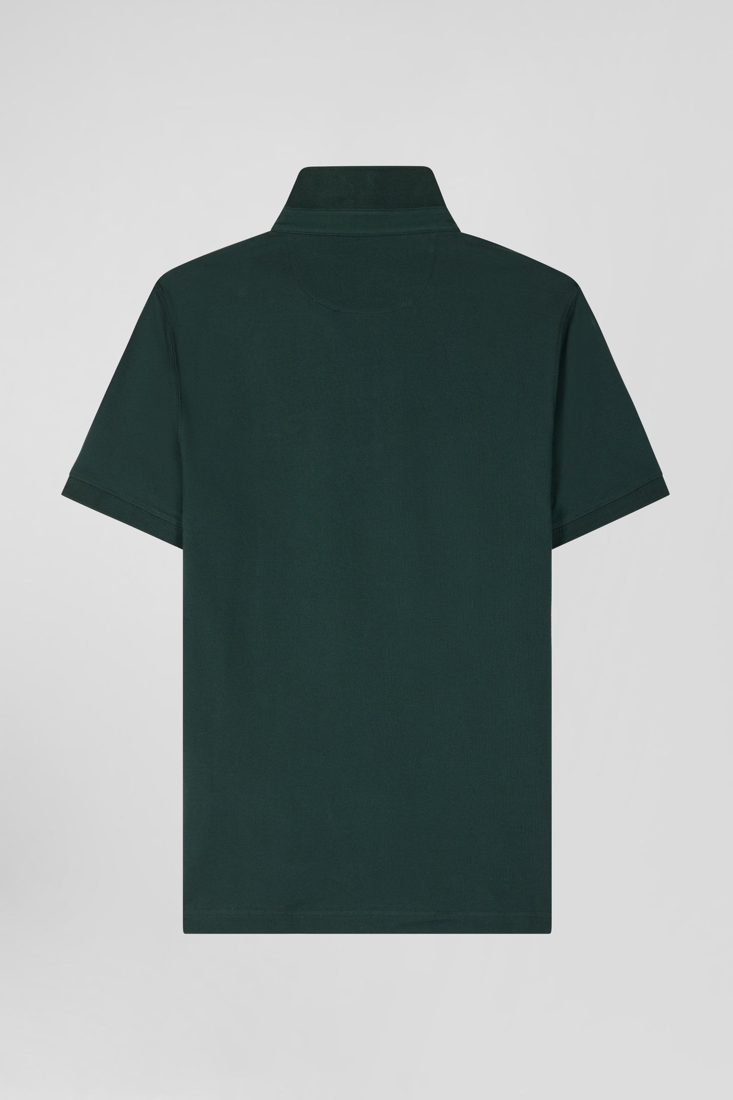 Slim green short-sleeved cotton piqué polo shirt