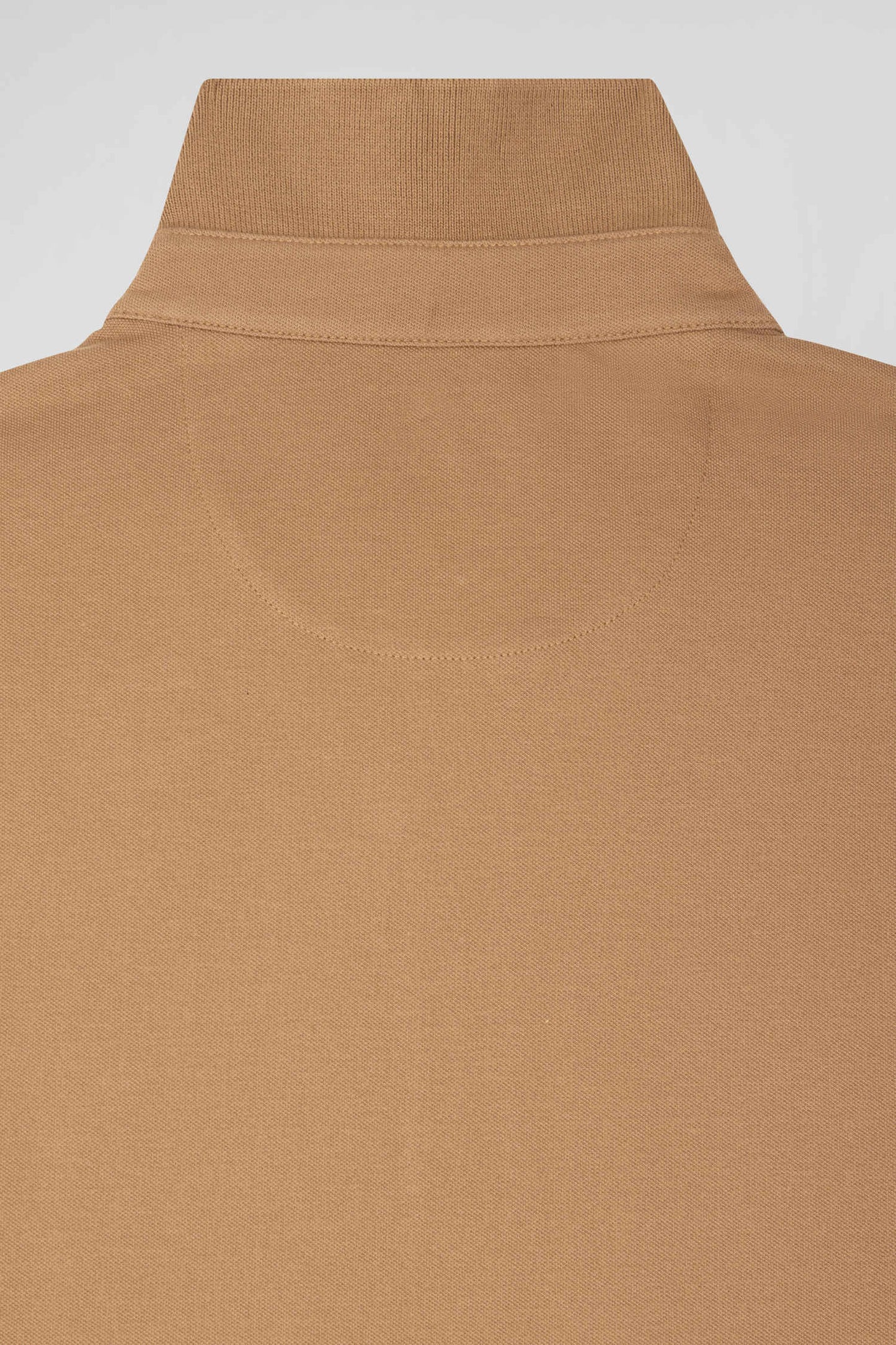 Slim-fit short-sleeve polo shirt in hazelnut stretch cotton