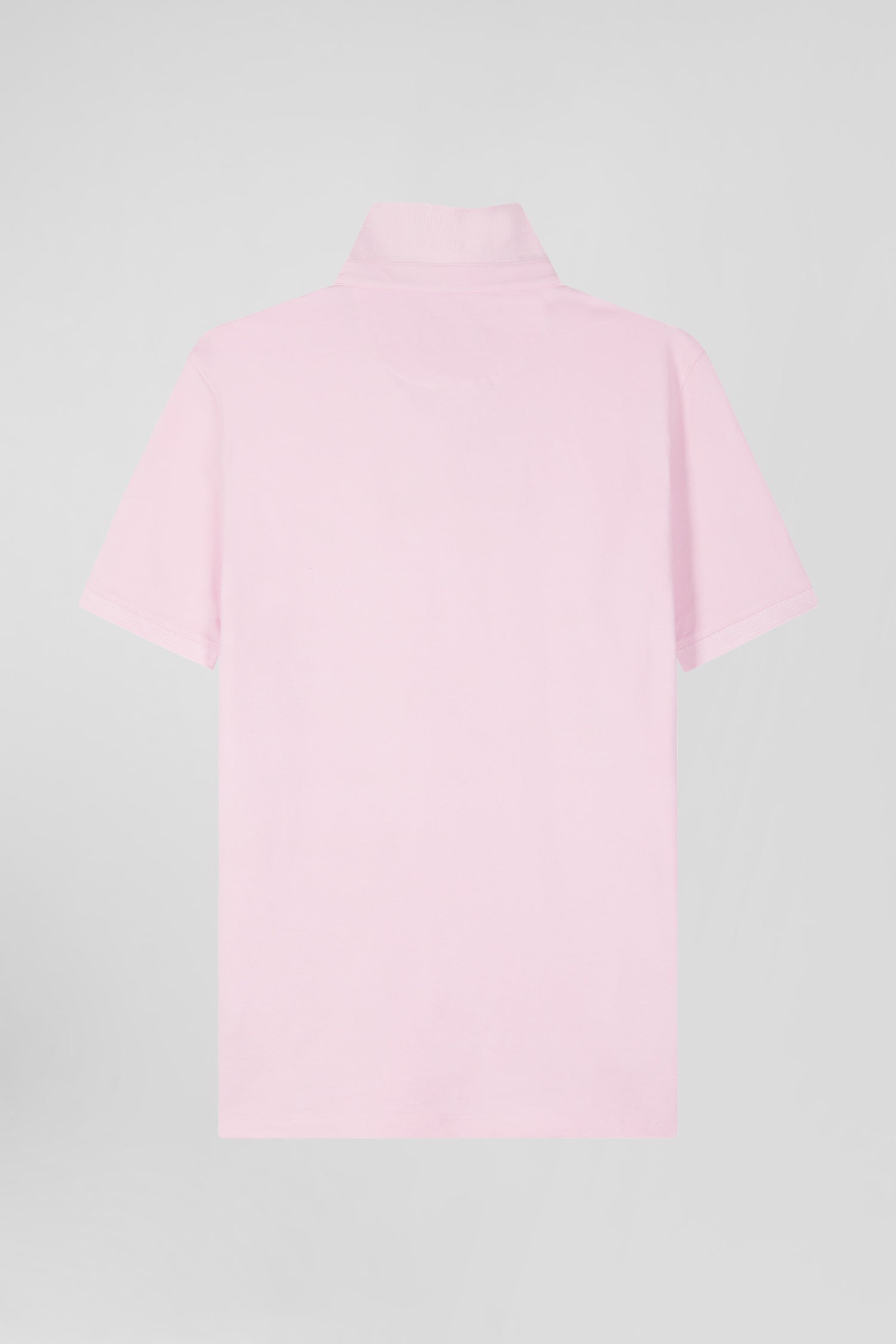 Slim pink short-sleeved stretch cotton polo shirt