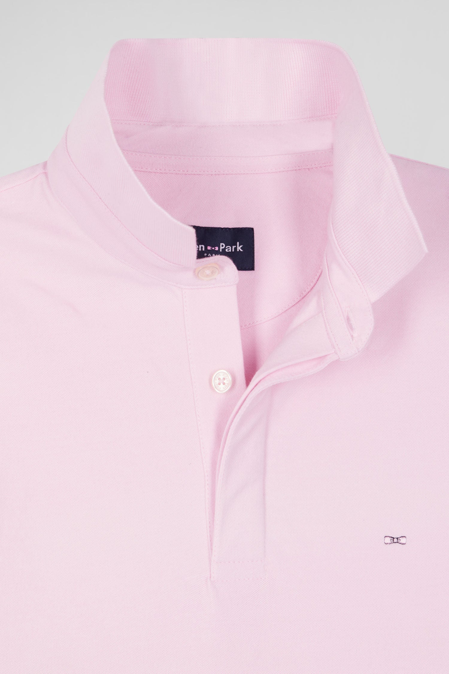 Slim pink short-sleeved stretch cotton polo shirt