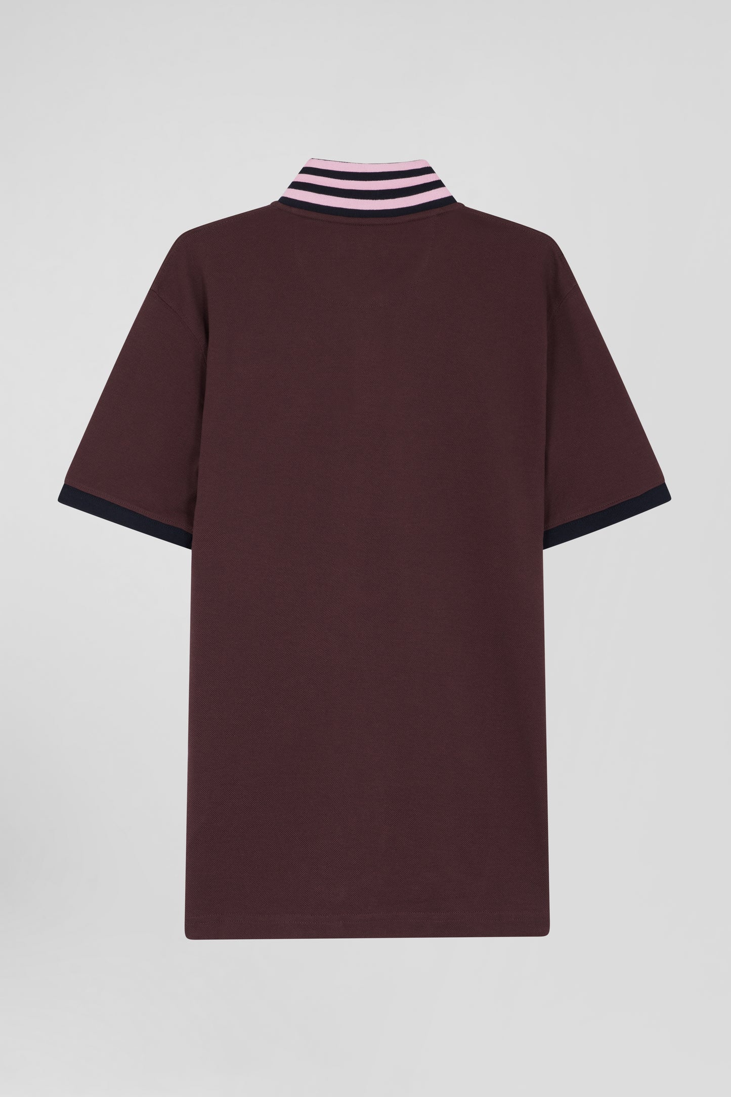 Regular burgundy short-sleeved cotton piqué polo shirt