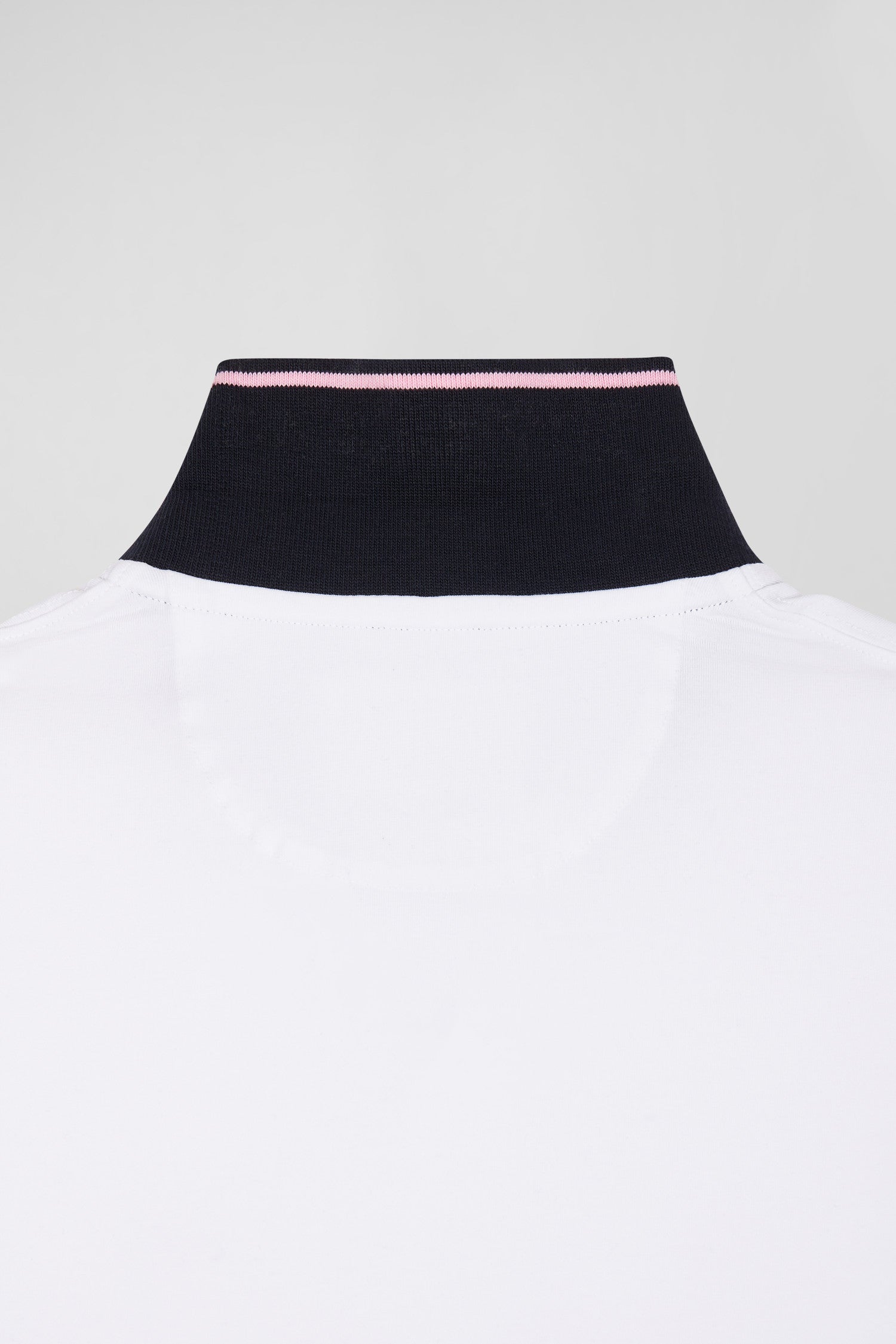 Slim white short-sleeved stretch cotton polo shirt with Eden Park jacquard collar