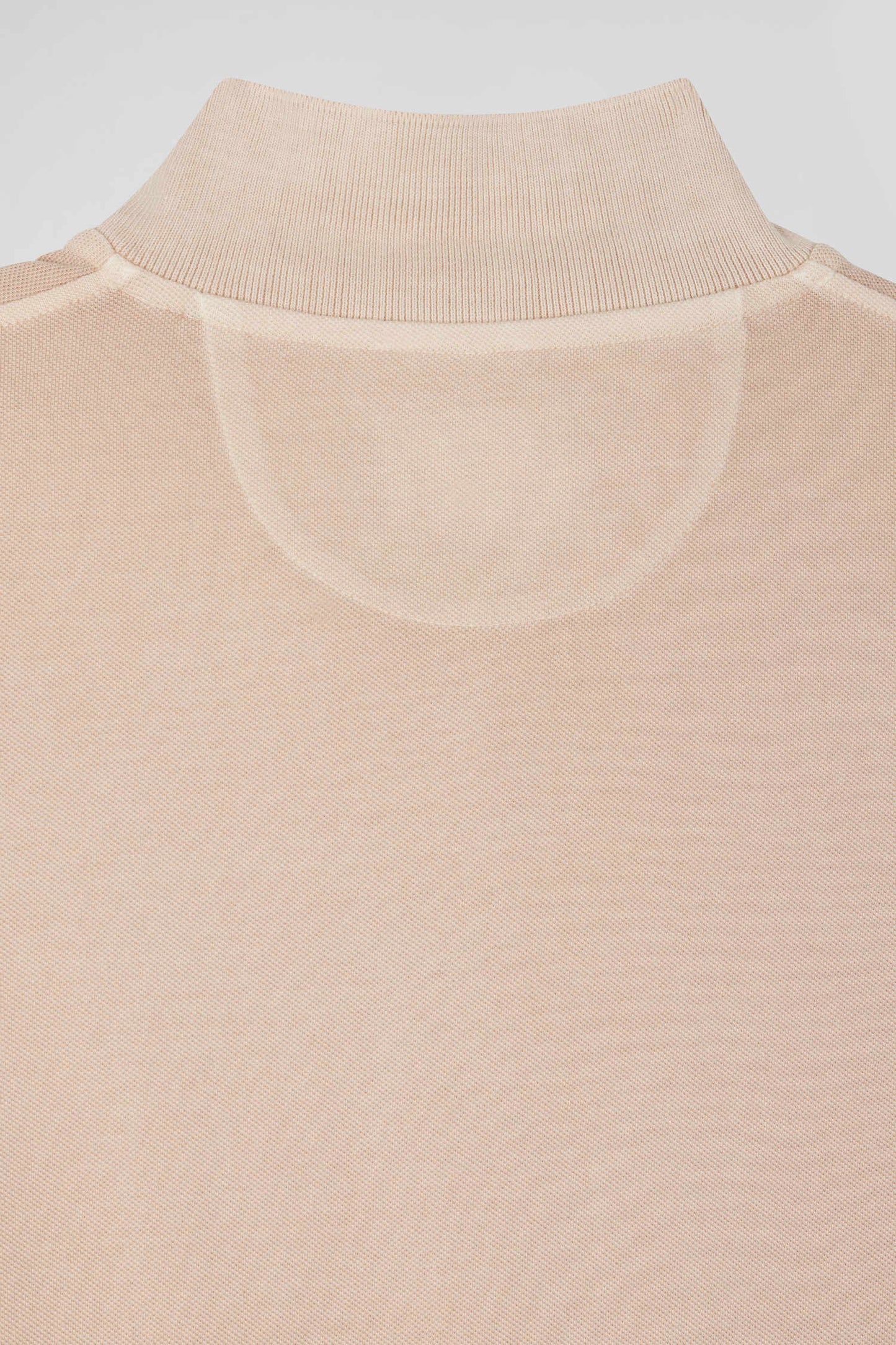 Oversized beige unisex short-sleeved cotton piqué polo shirt