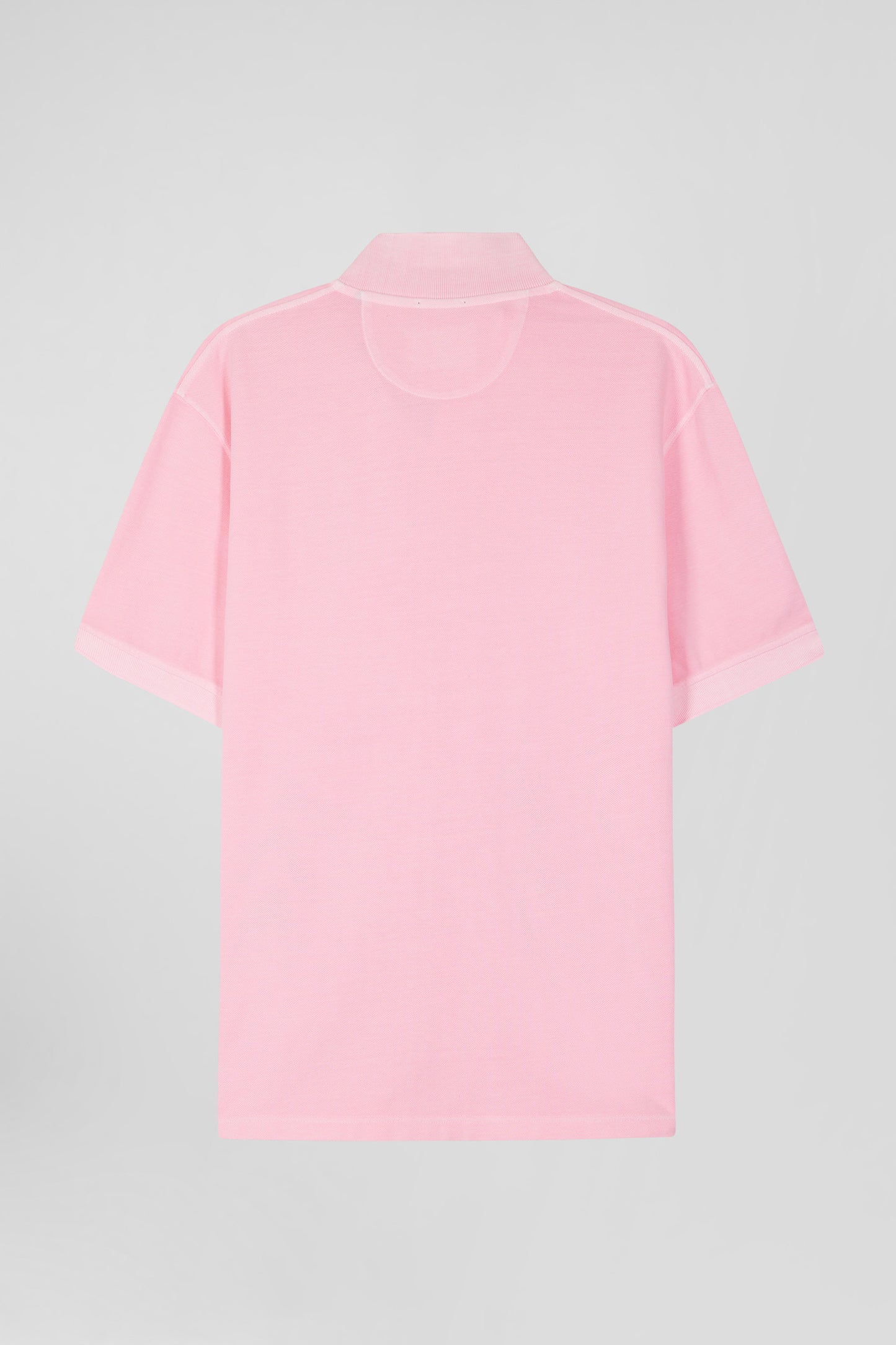 Oversized pink unisex short-sleeved cotton piqué polo shirt