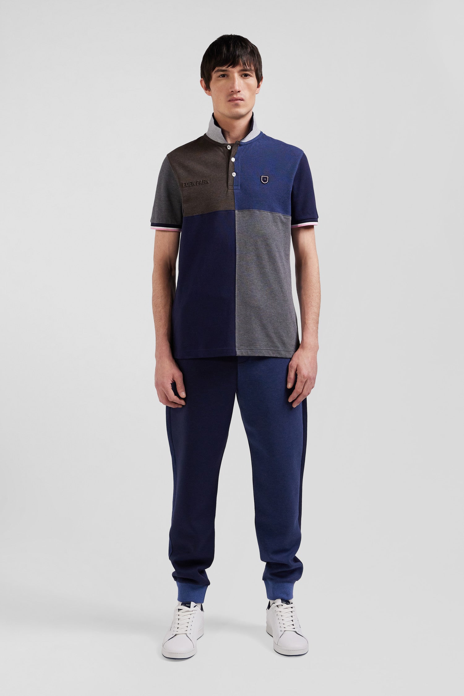 Regular navy Barbarian short-sleeved cotton piqué polo shirt