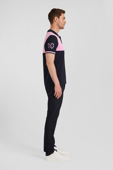 Short-sleeved polo shirt, cut and sewn in navy blue cotton piqué, regular fit - Image 3