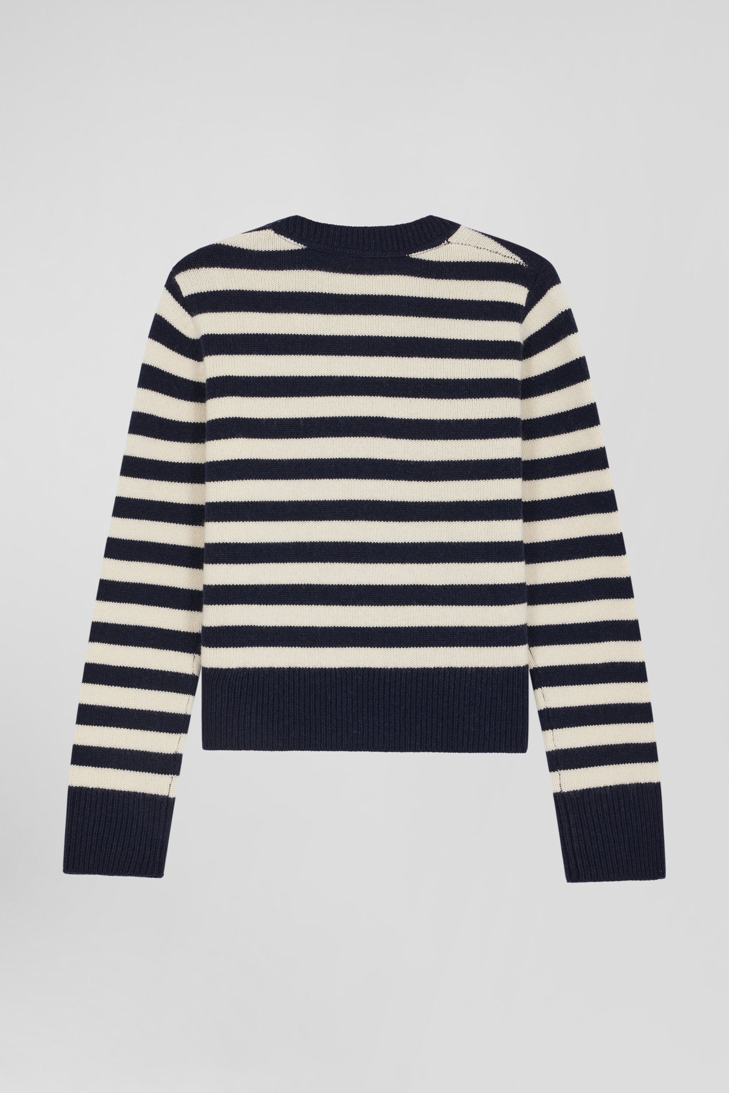 Regular navy striped wool and cashmere jumper