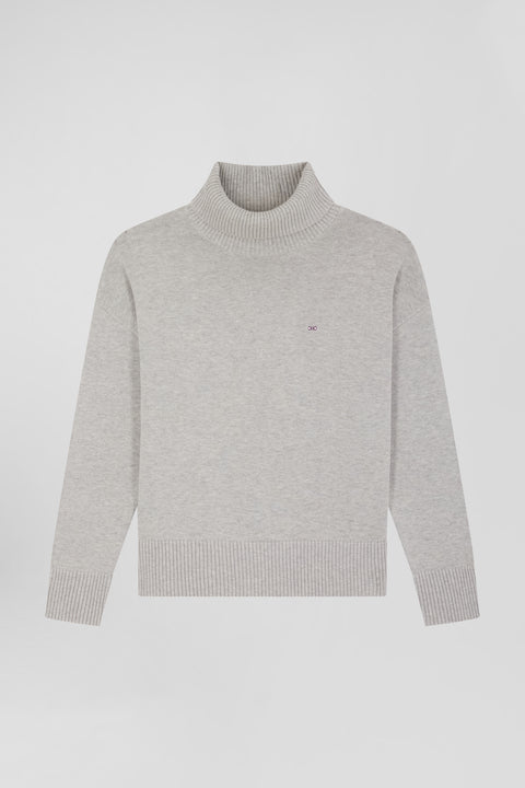 Relaxed light grey wool and cotton turtleneck jumper - Image 2