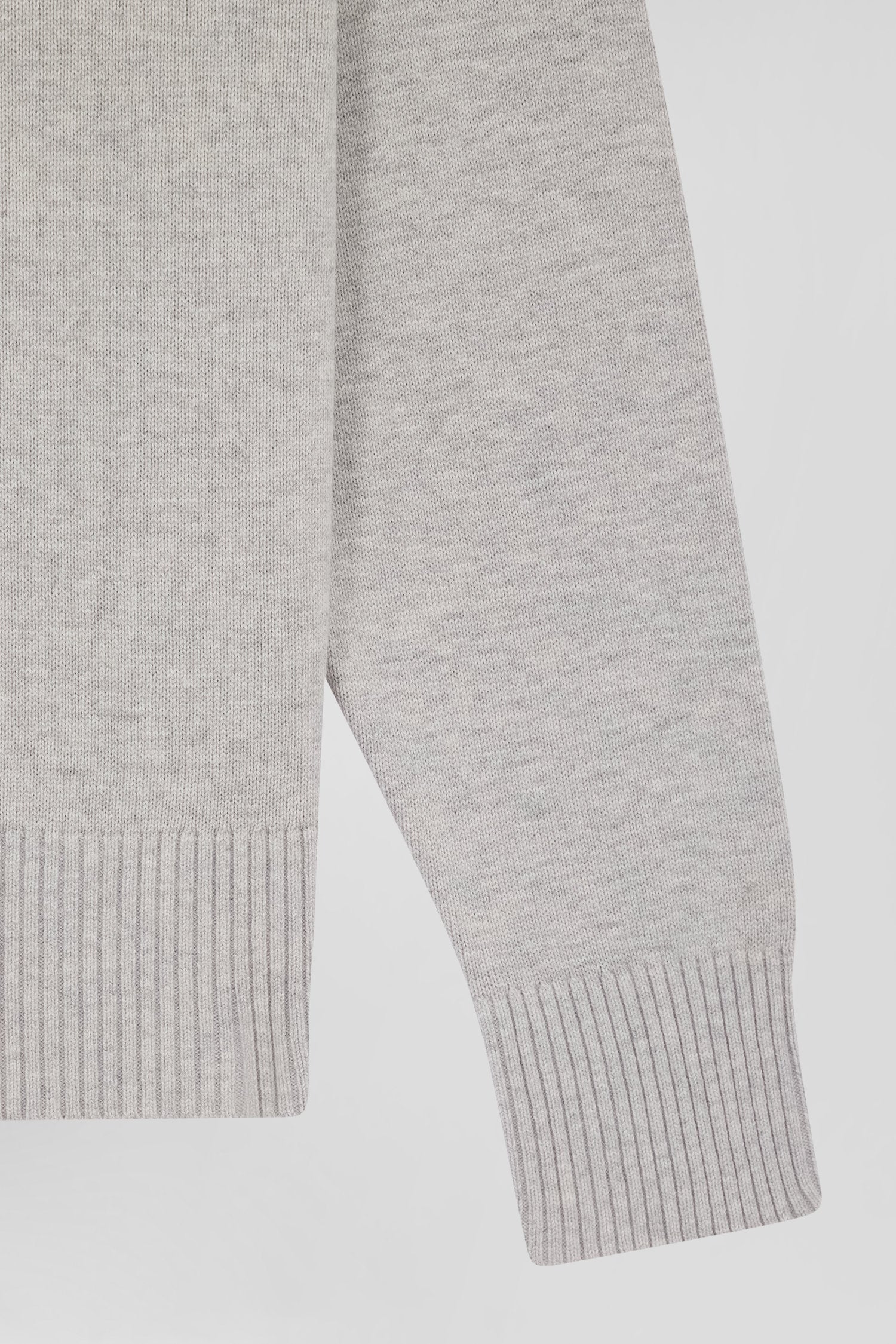 Relaxed light grey wool and cotton turtleneck jumper