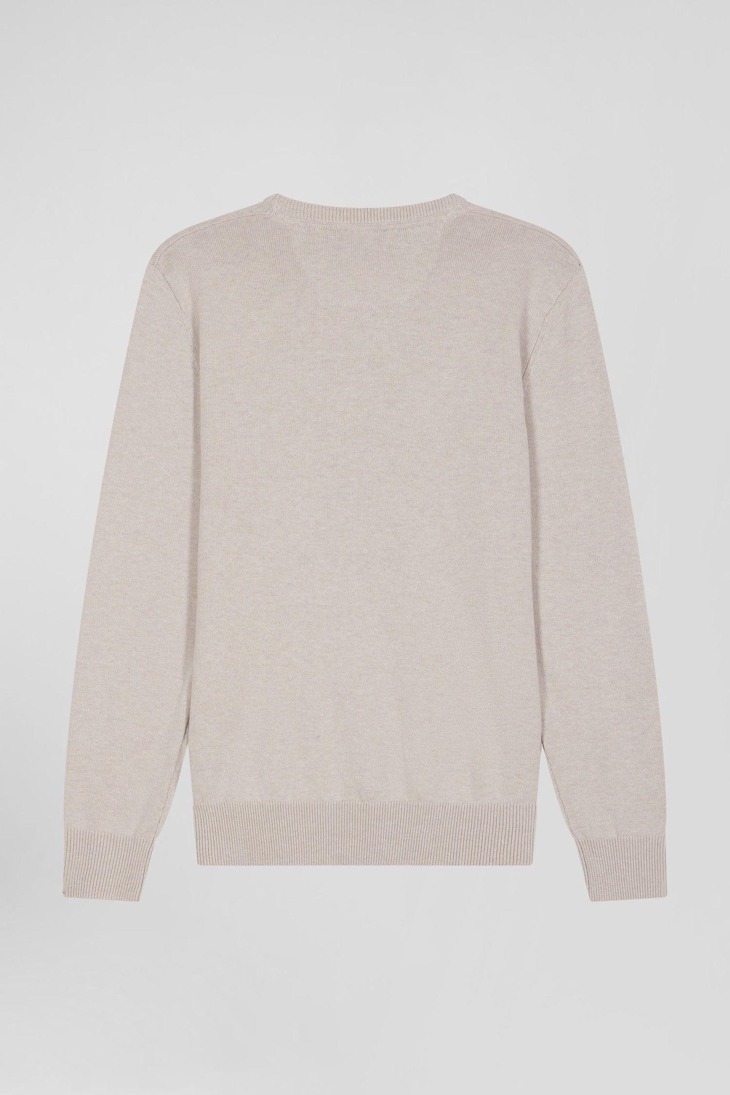 Regular beige wool and cotton crew neck jumper