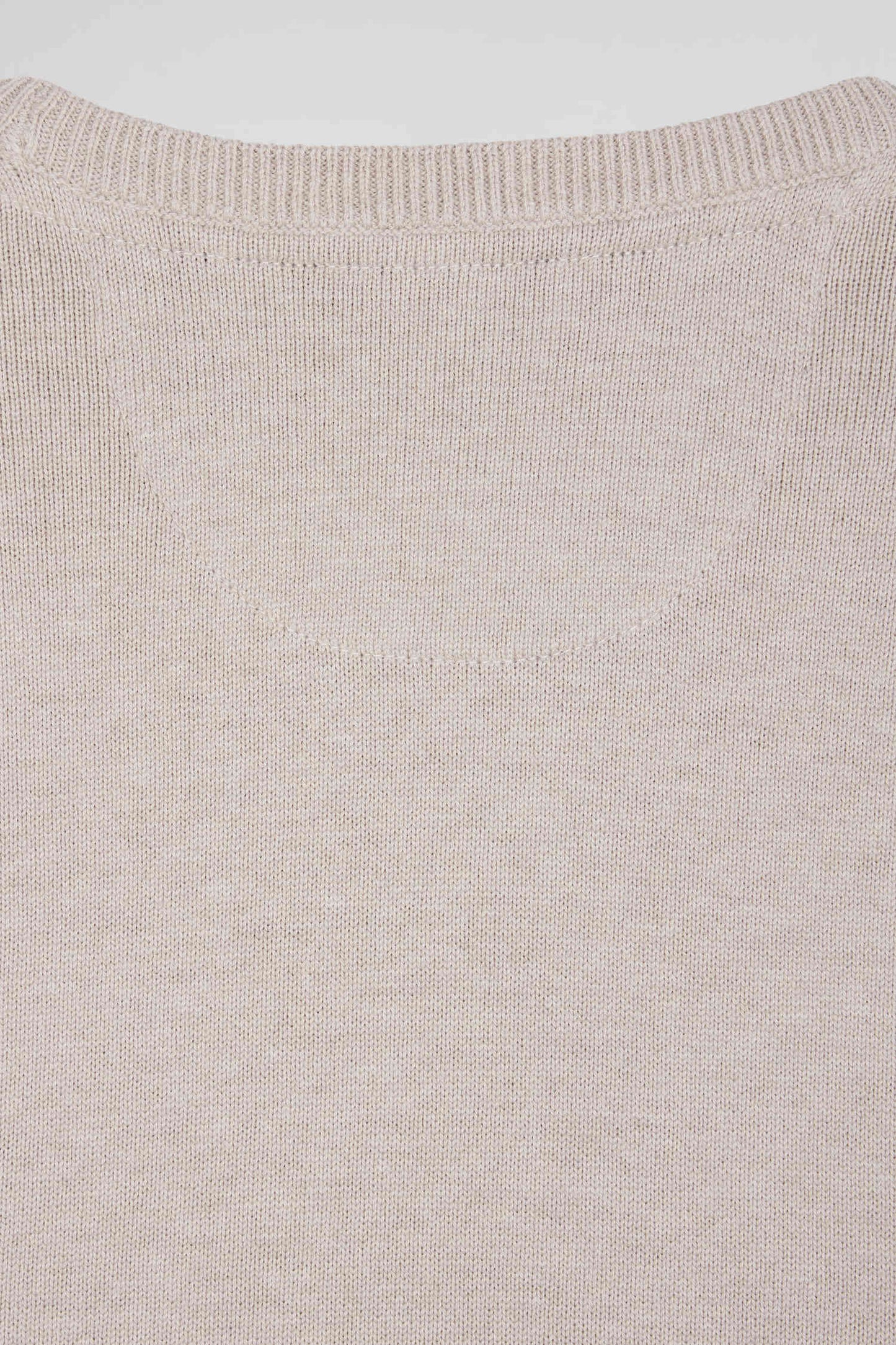 Regular beige wool and cotton crew neck jumper