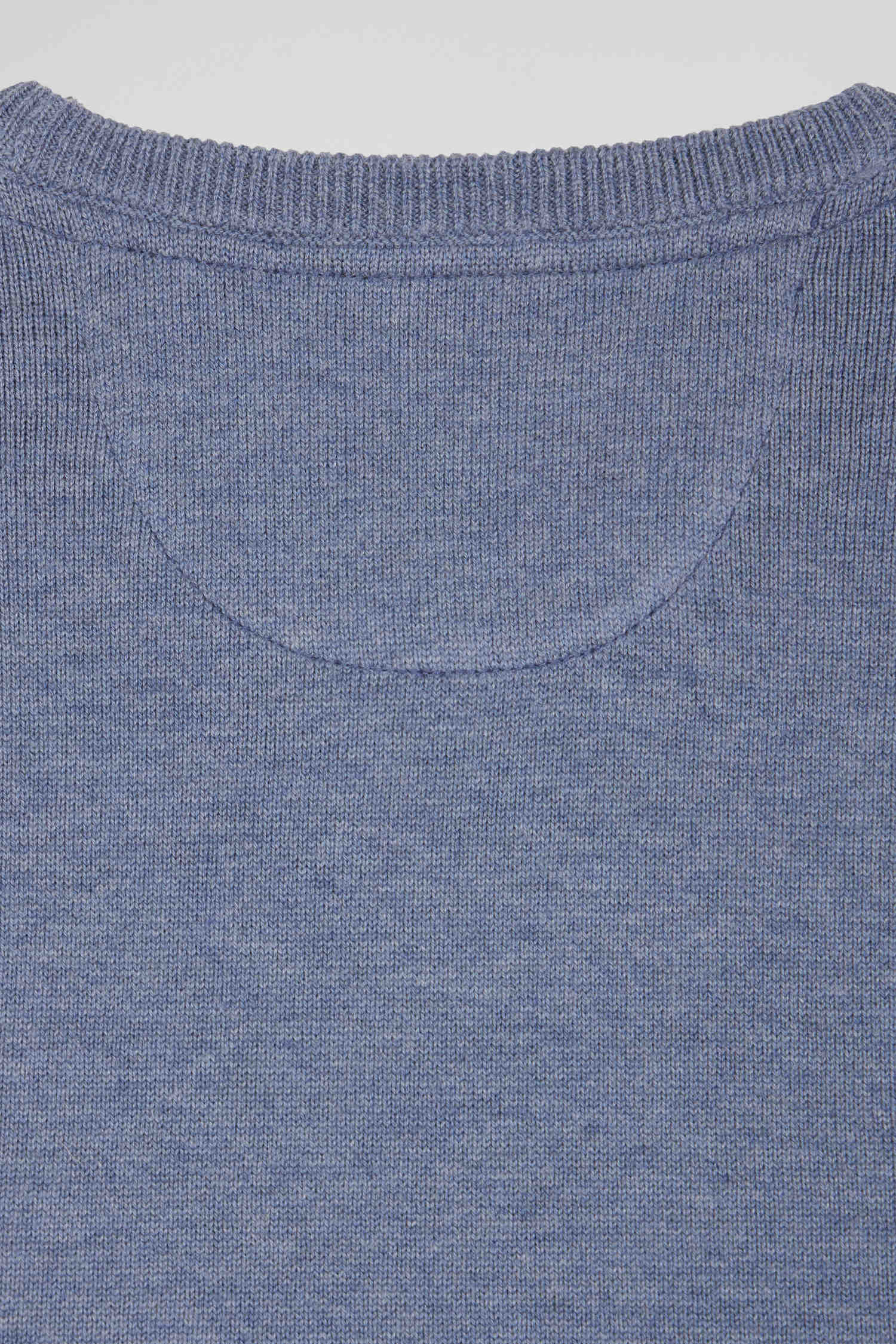 Regular light blue wool and cotton crew neck jumper