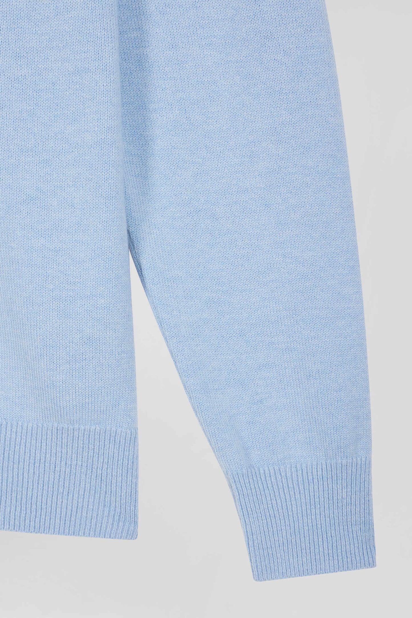 Regular sky blue wool and cotton crew neck jumper