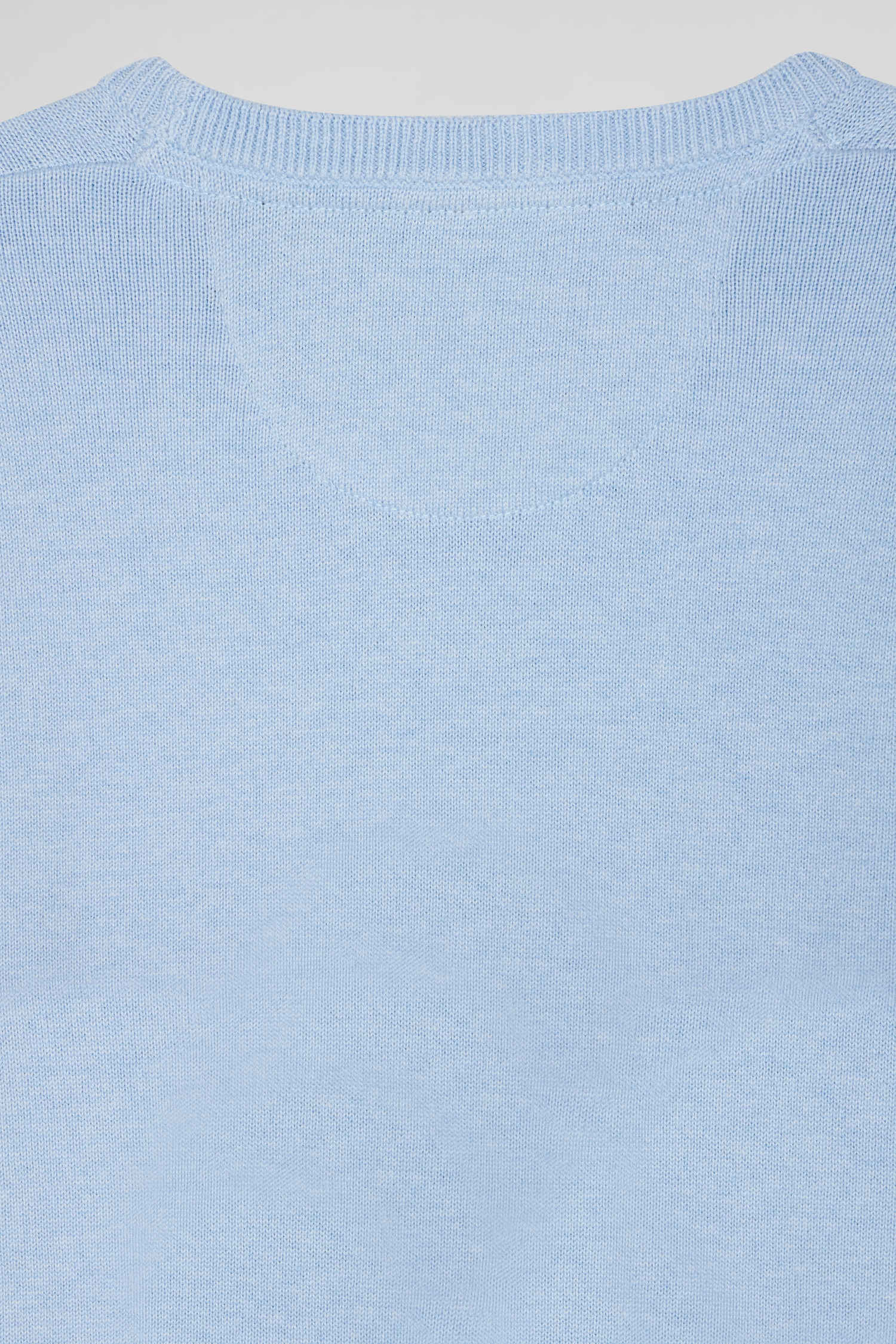 Regular sky blue wool and cotton crew neck jumper