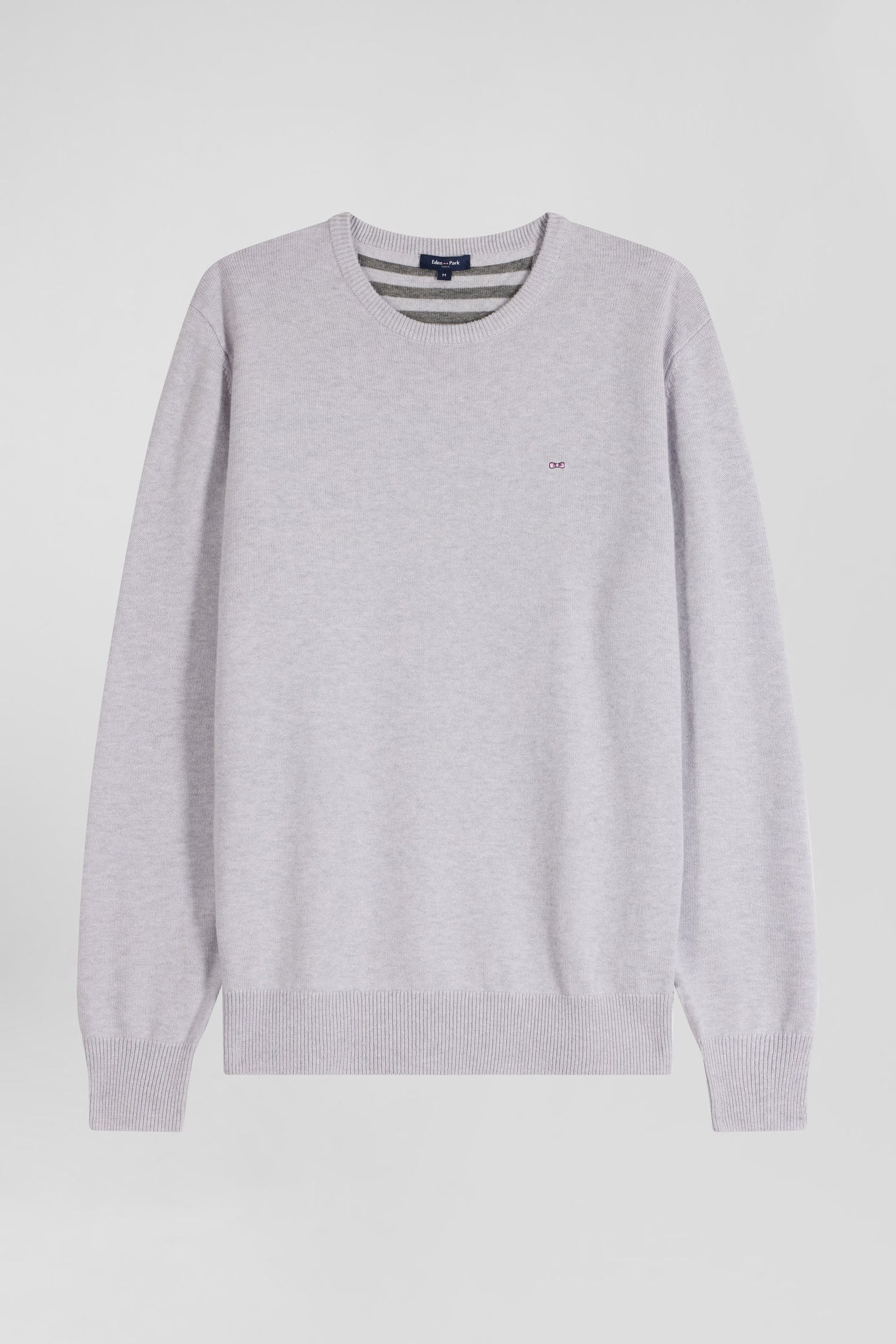 Regular grey wool and cotton crew neck jumper